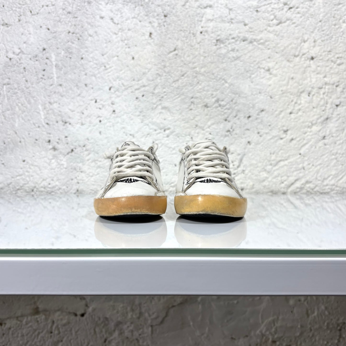 Golden goose Superstar bianche con disegni stilizzati 38