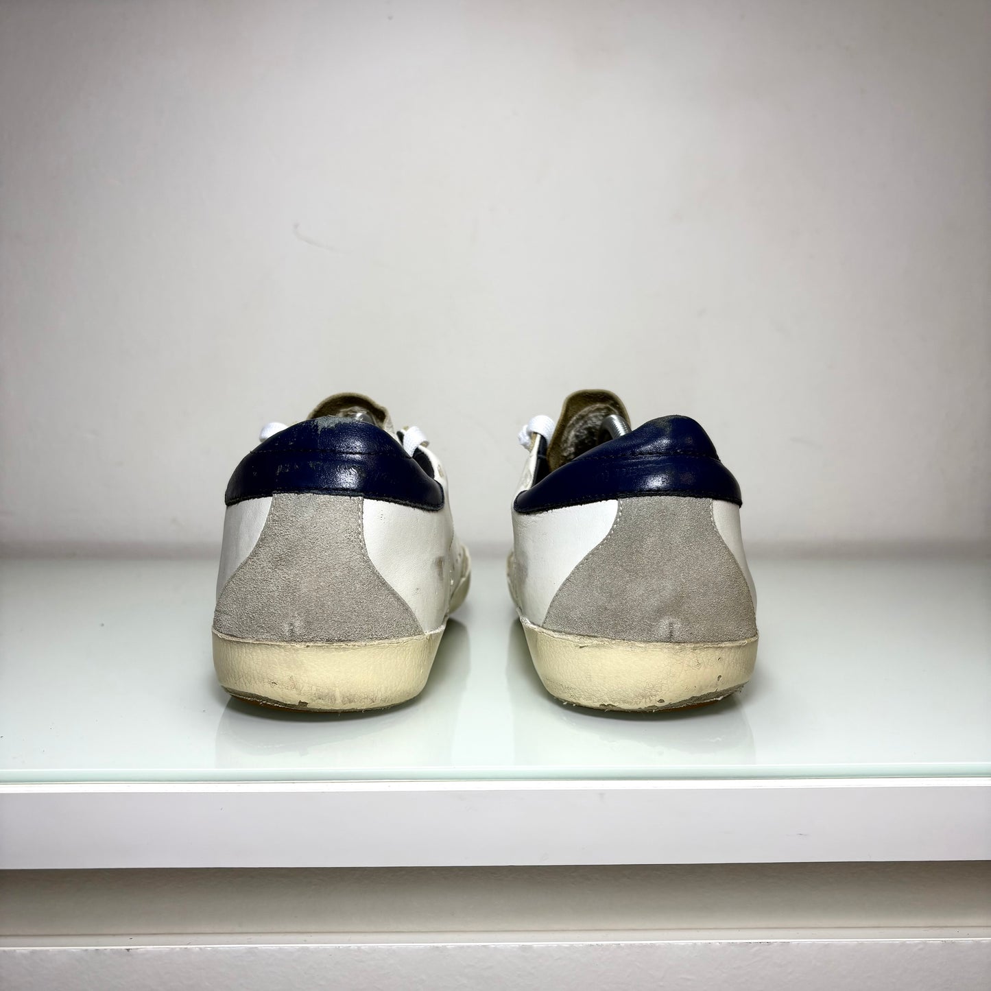 Golden goose Superstar bianche tallone blu e stella grigia 42