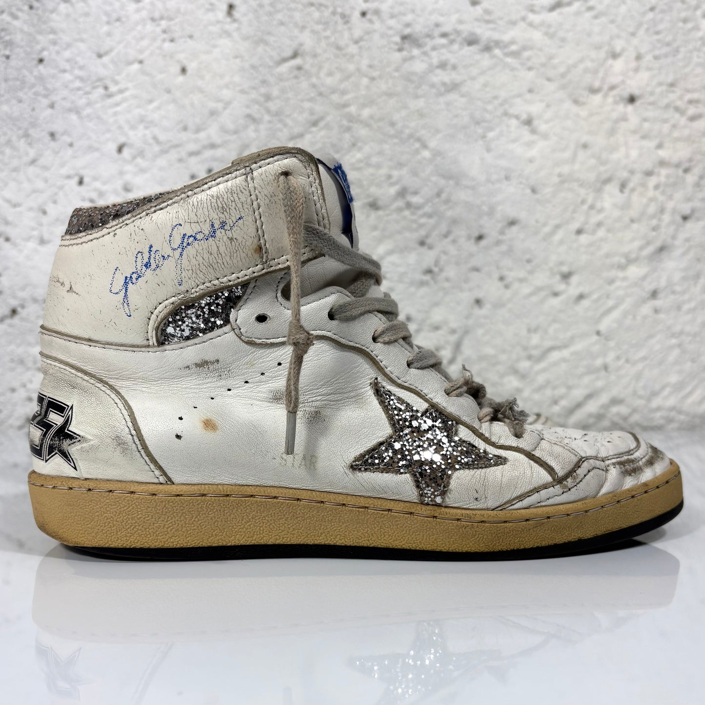 Golden goose Sky-star bianche con stella argento brillantinata 39
