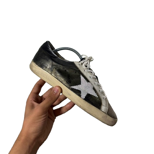Golden Superstar Marrone/Oro e Bianco con stella bianca brillantinata 38