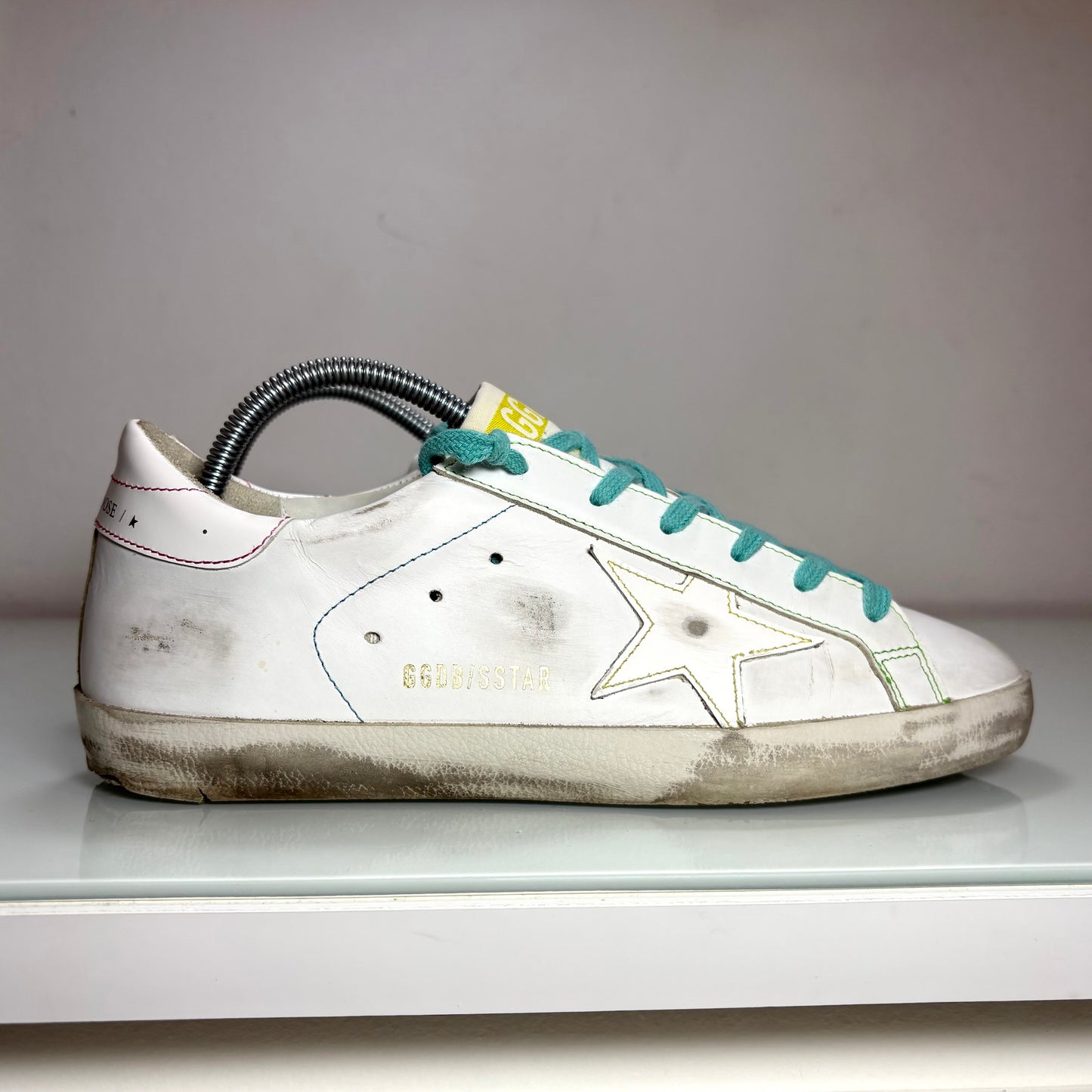 Golden goose Superstar bianche e lacci azzurri 38