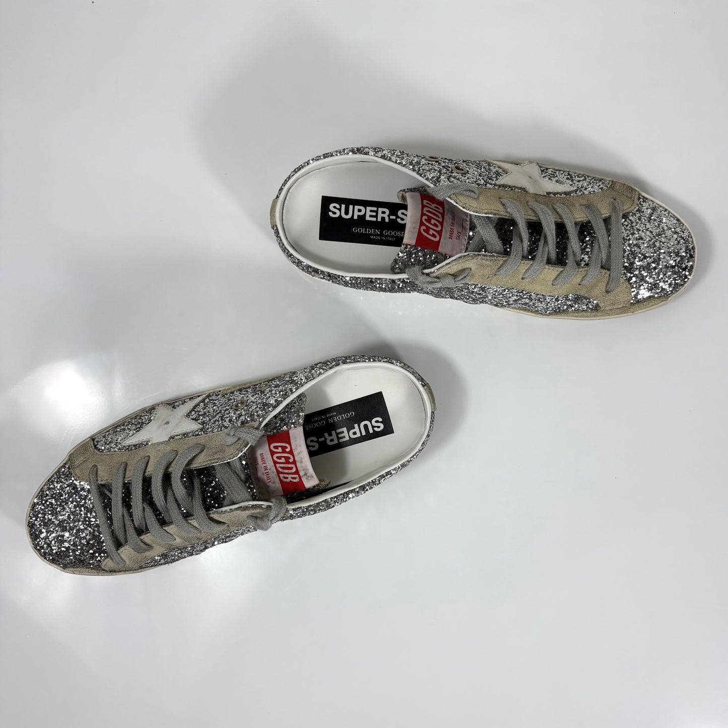 Golden goose Superstar Sabot glitter argento 39