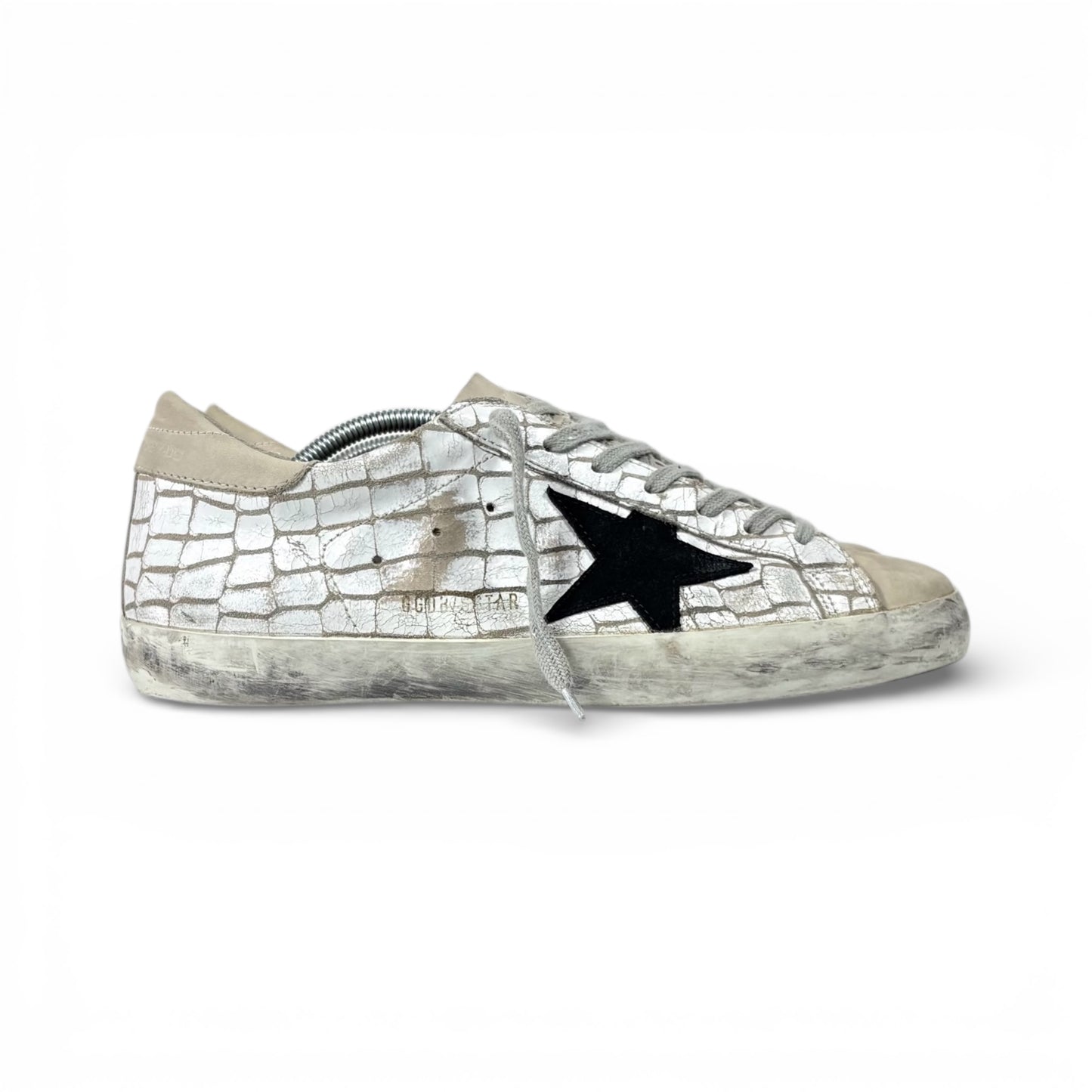 Golden goose Superstar bianche fantasia simil “squame” bianco e tallone beige 41