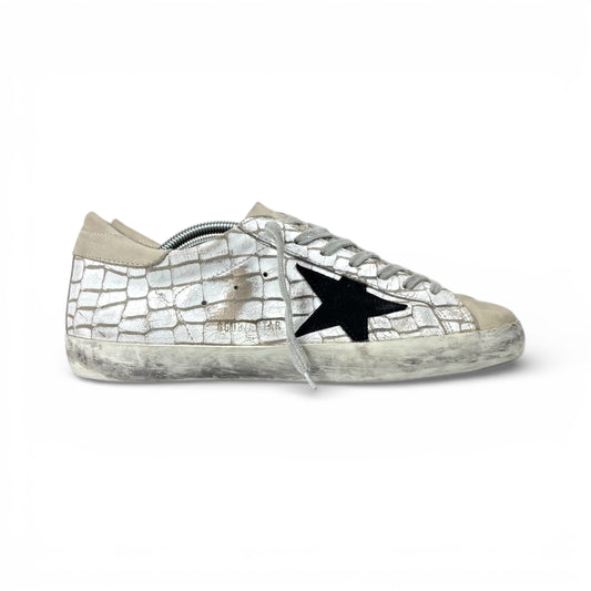 Golden goose Superstar bianche fantasia simil “squame” bianco e tallone beige 41