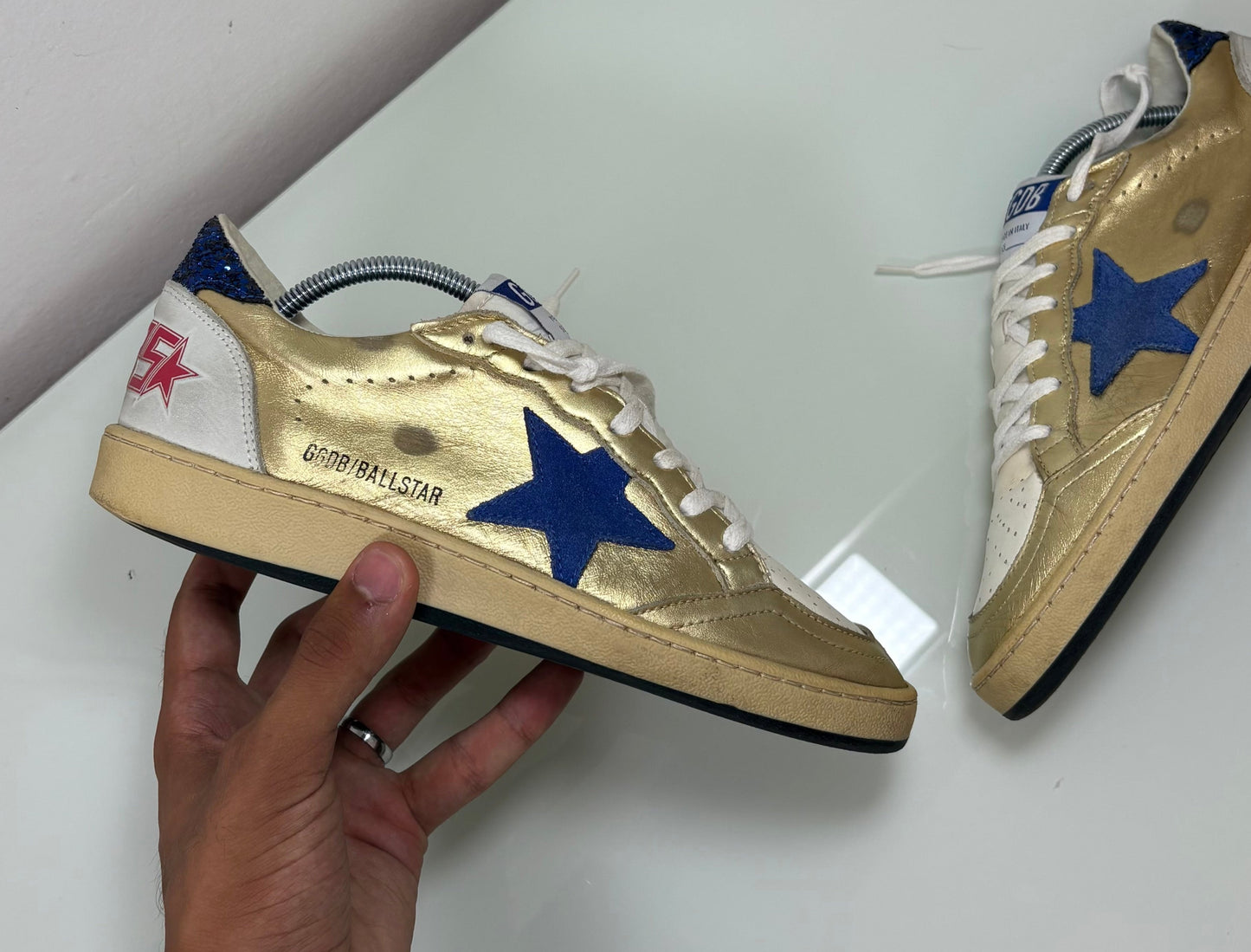 Golden goose ballstar blue e oro 38