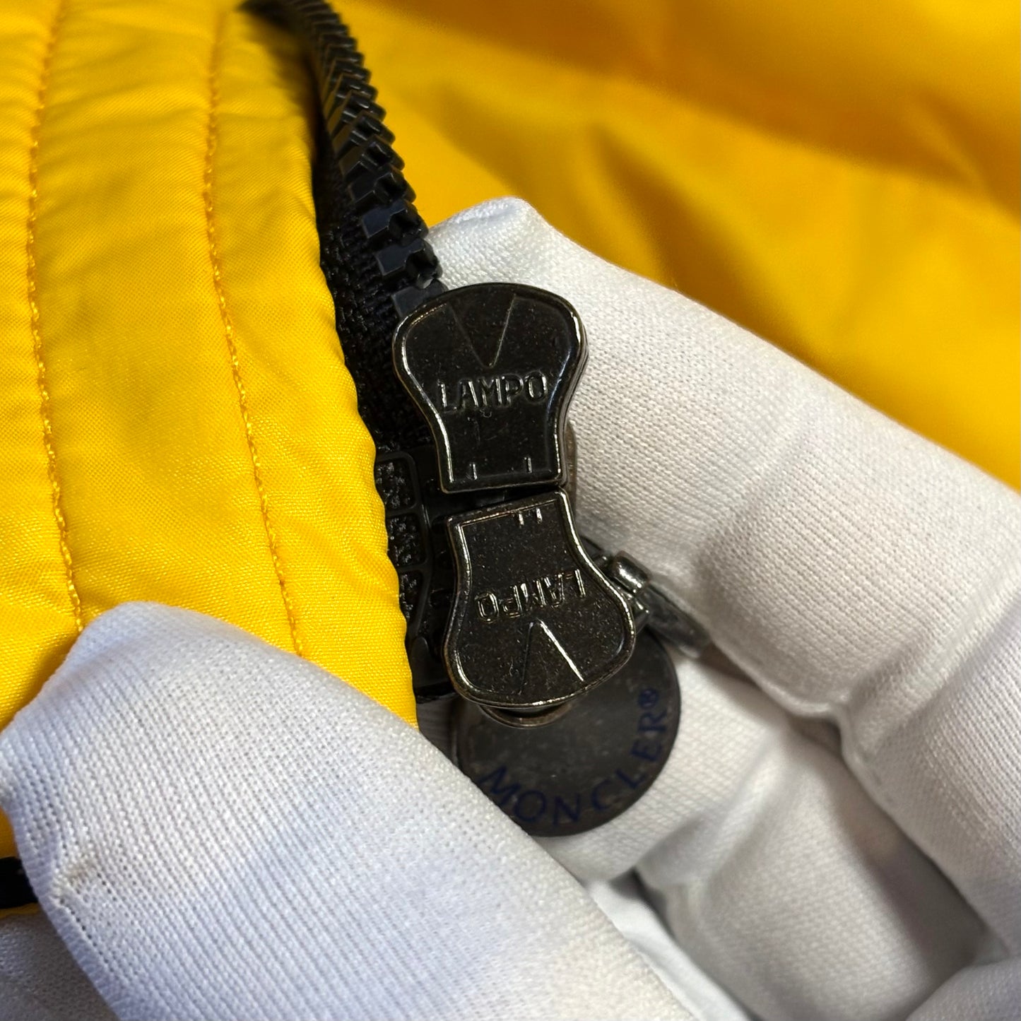 Moncler fur hood giallo con pelliccia taglia L