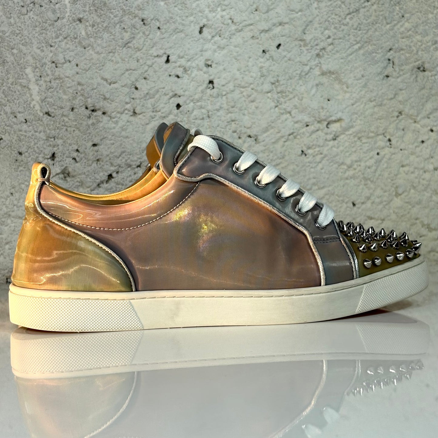 Christian Louboutin Junior Spikes grigio e bronzo iridescente olografico  42,5