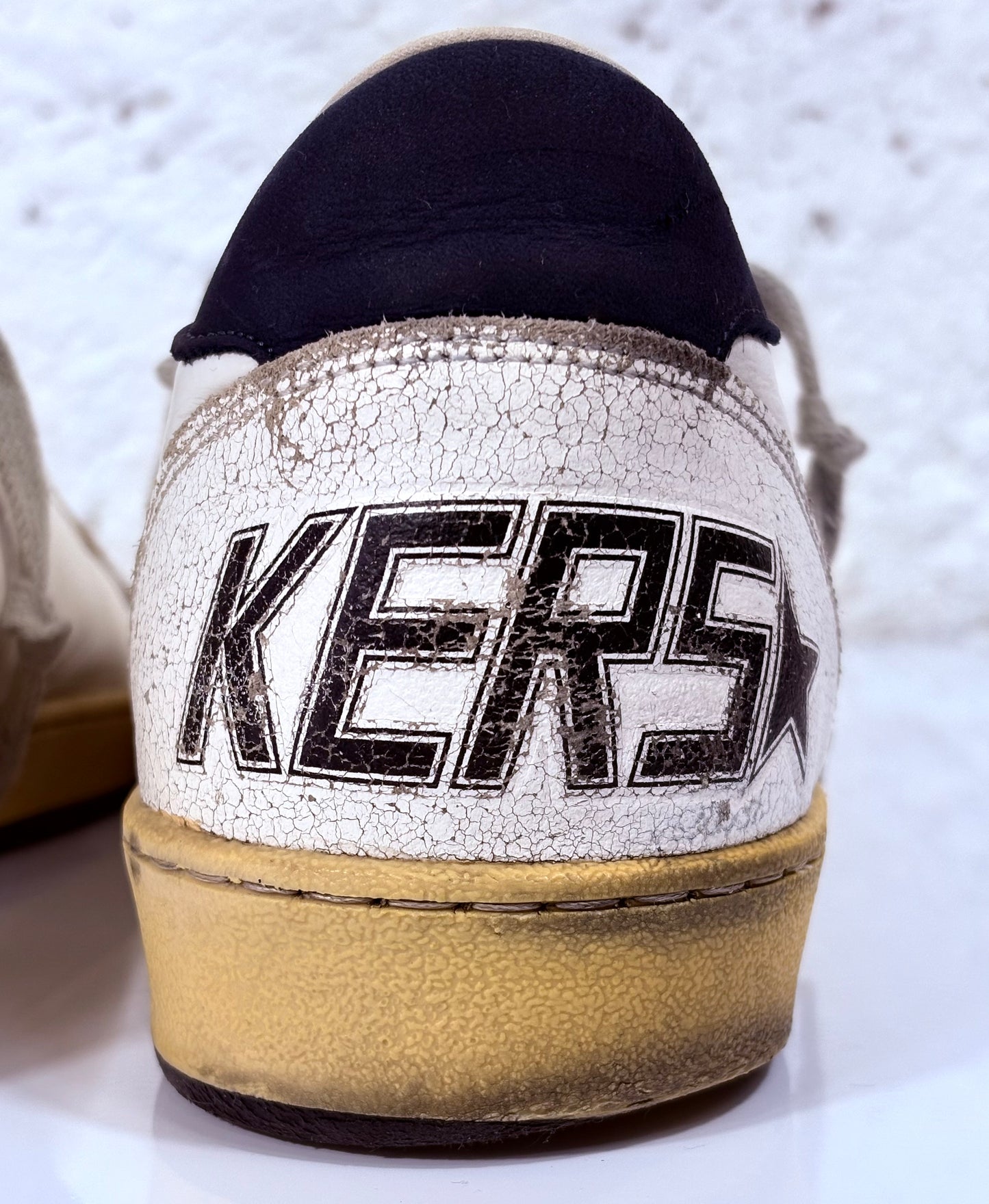 Golden goose Ballstar bianche Stella nera e tallone blu scuro 44