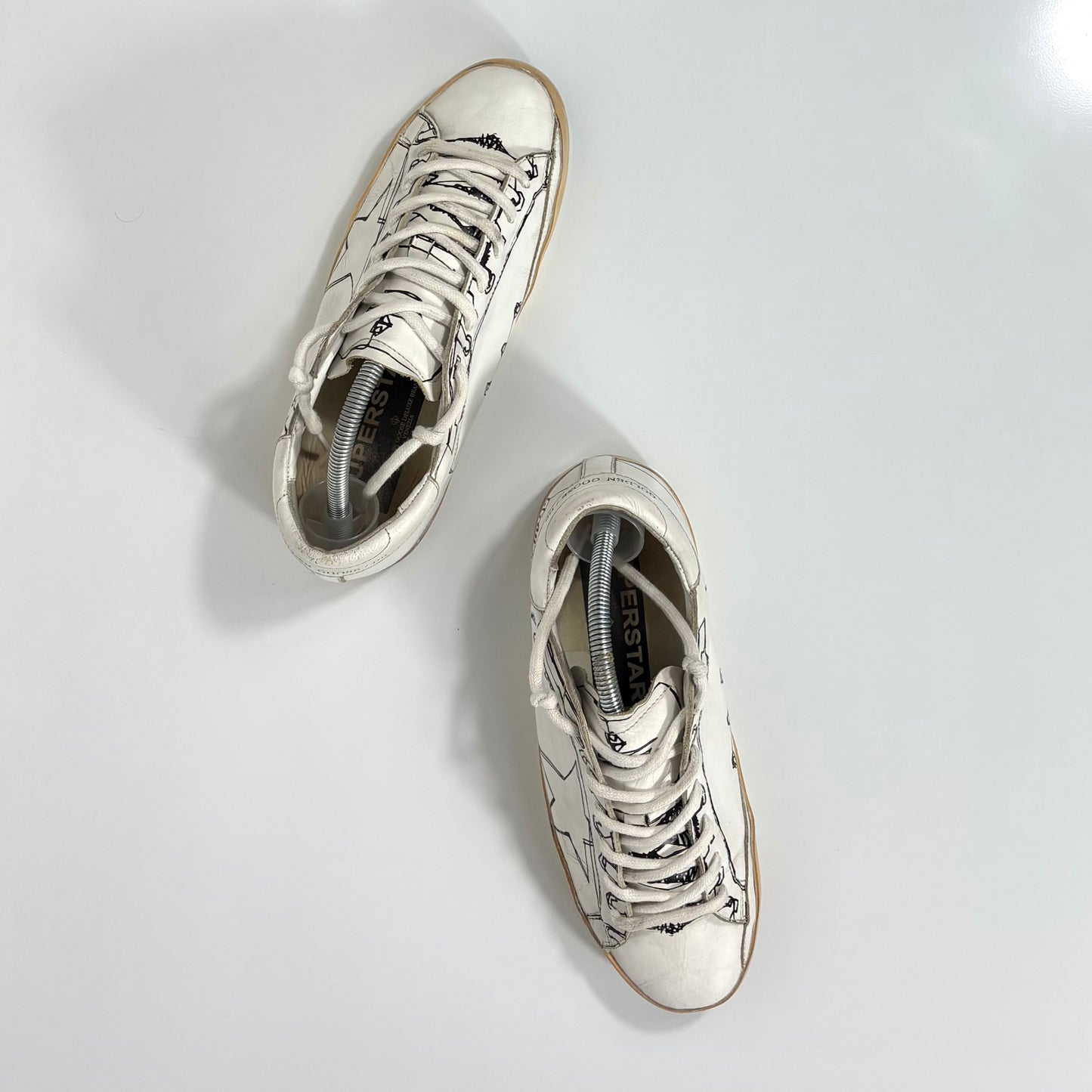 Golden goose Superstar bianche con disegni stilizzati 38