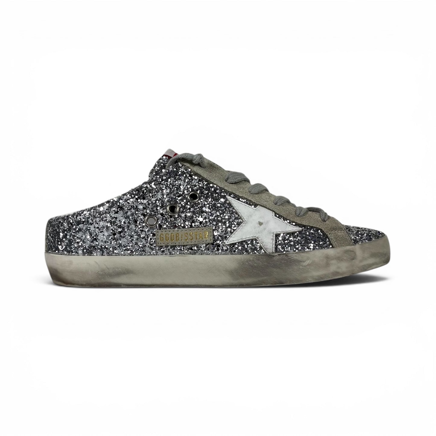 Golden goose Superstar Sabot glitter argento 39