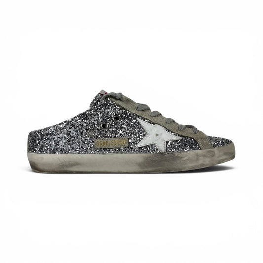 Golden goose Superstar Sabot glitter argento 39