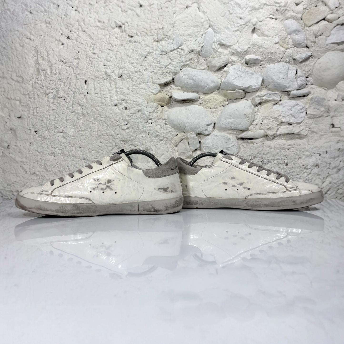 Golden goose Superstar Bianche talloncino grigio 42