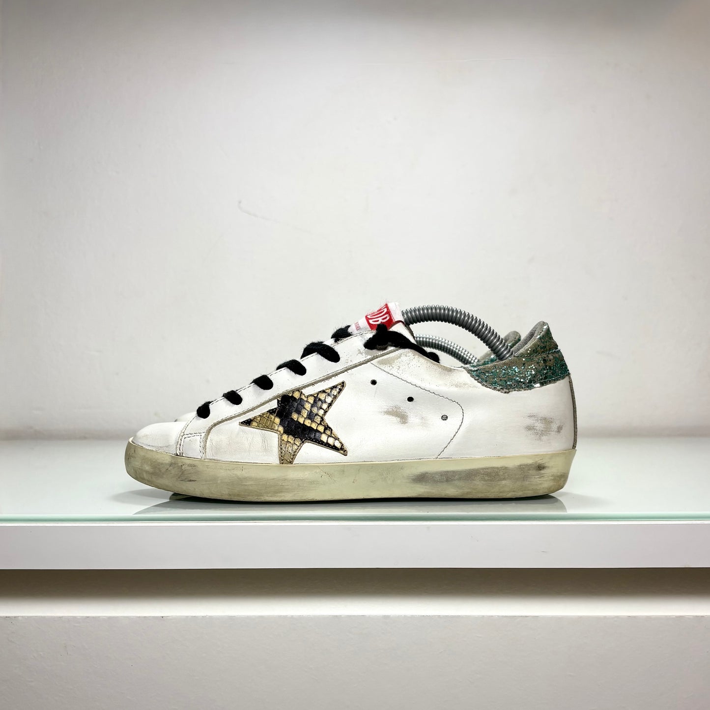 Golden goose Superstar bianche stella con squame tallone brill. 37