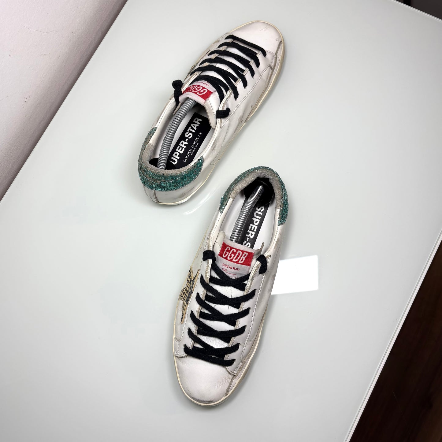 Golden goose Superstar bianche stella con squame tallone brill. 37