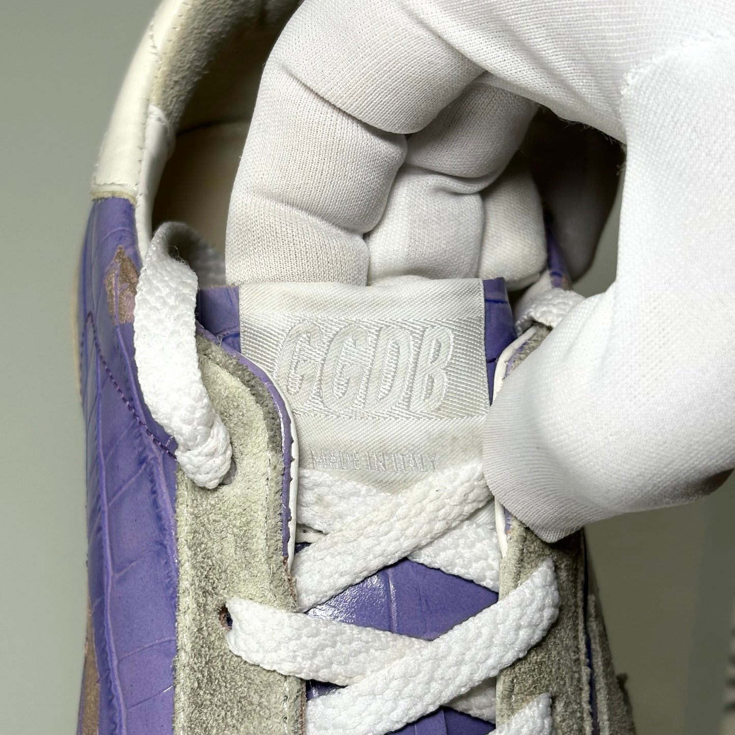 Golden goose Superstar azzurre effetto “coccodrillo” 38