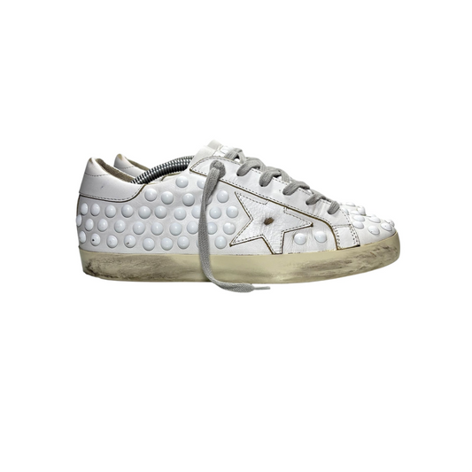 Golden goose superstar bianche con borchie bianche 37