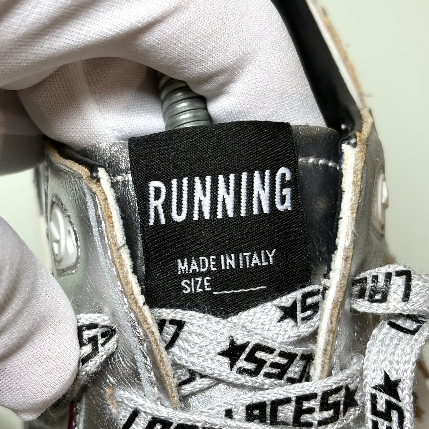 Golden goose Running Sole argento con brillantini 42