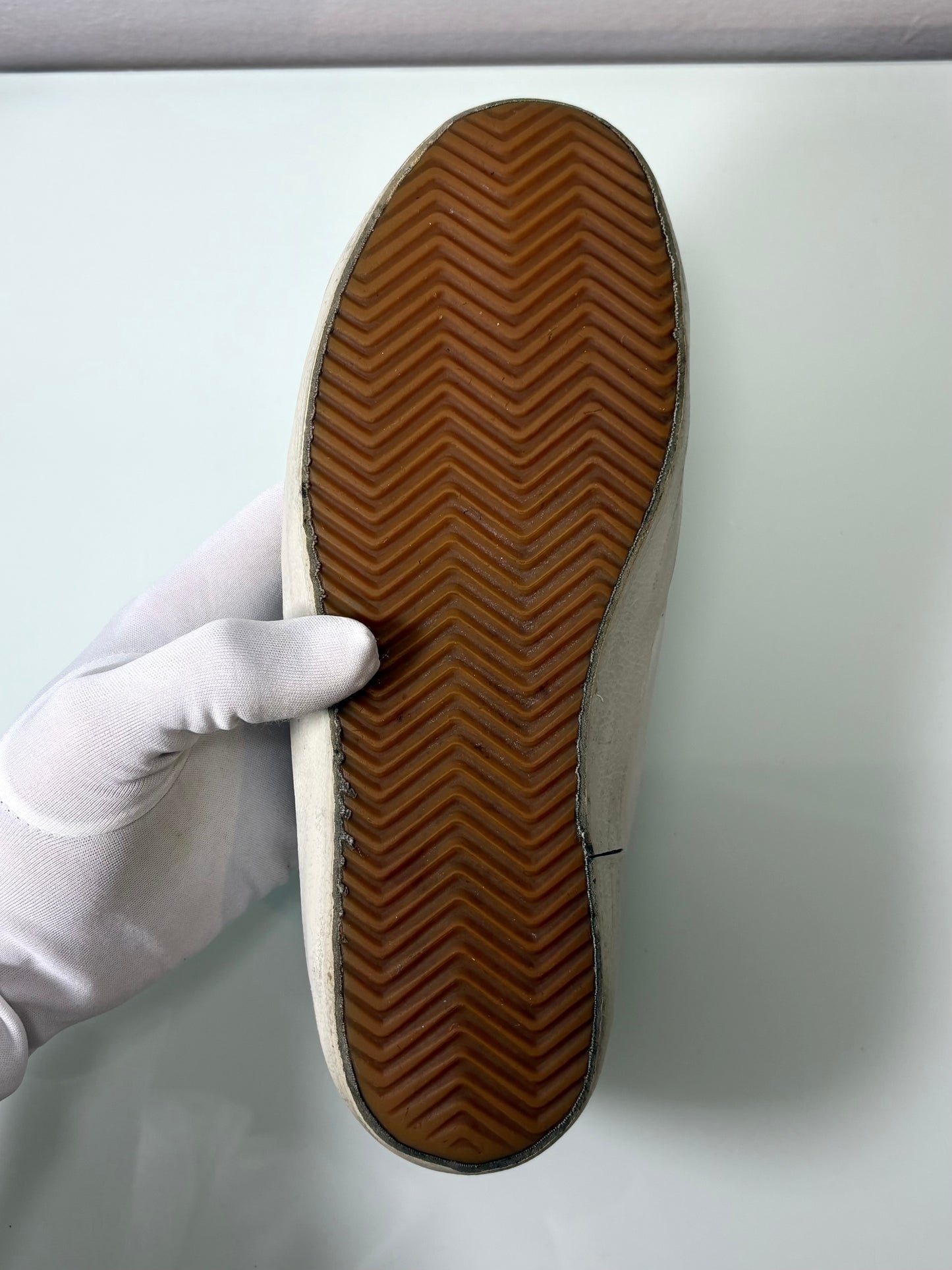 Golden goose Superstar bianche stella beige e tallone viola 39