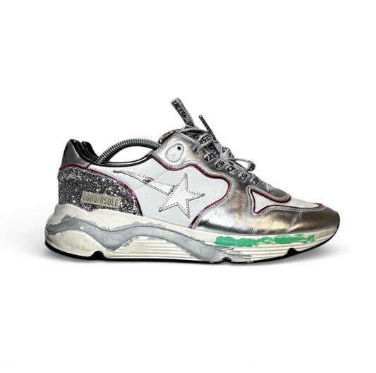 Golden goose Running Sole argento con brillantini 42
