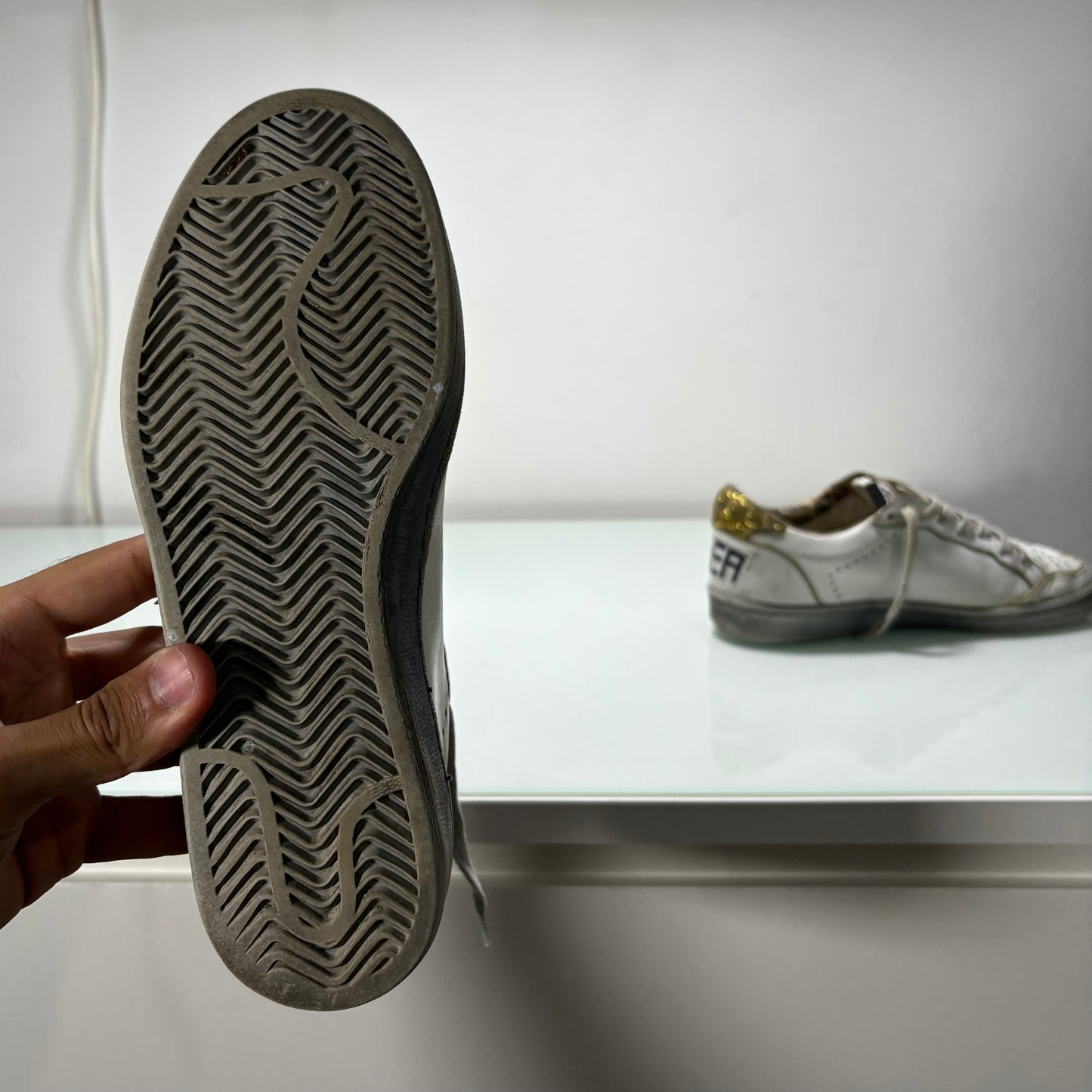 GOLDEN GOOSE BALLSTAR MACULATO GLITTERATO D’ORO E SUOLA GRIGIA 36