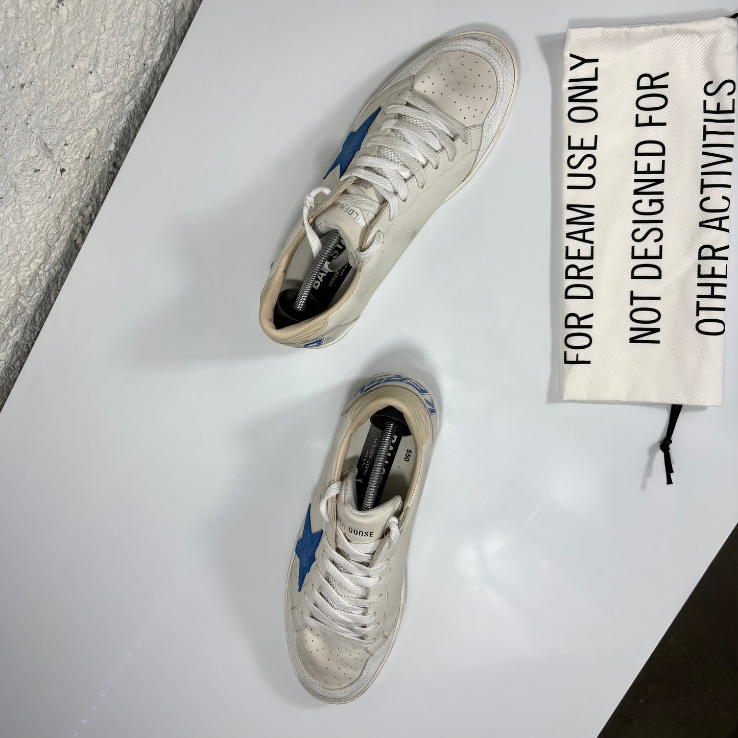 Golden goose Ballstar bianche/panna in pelle con stella azzurra in suede 42