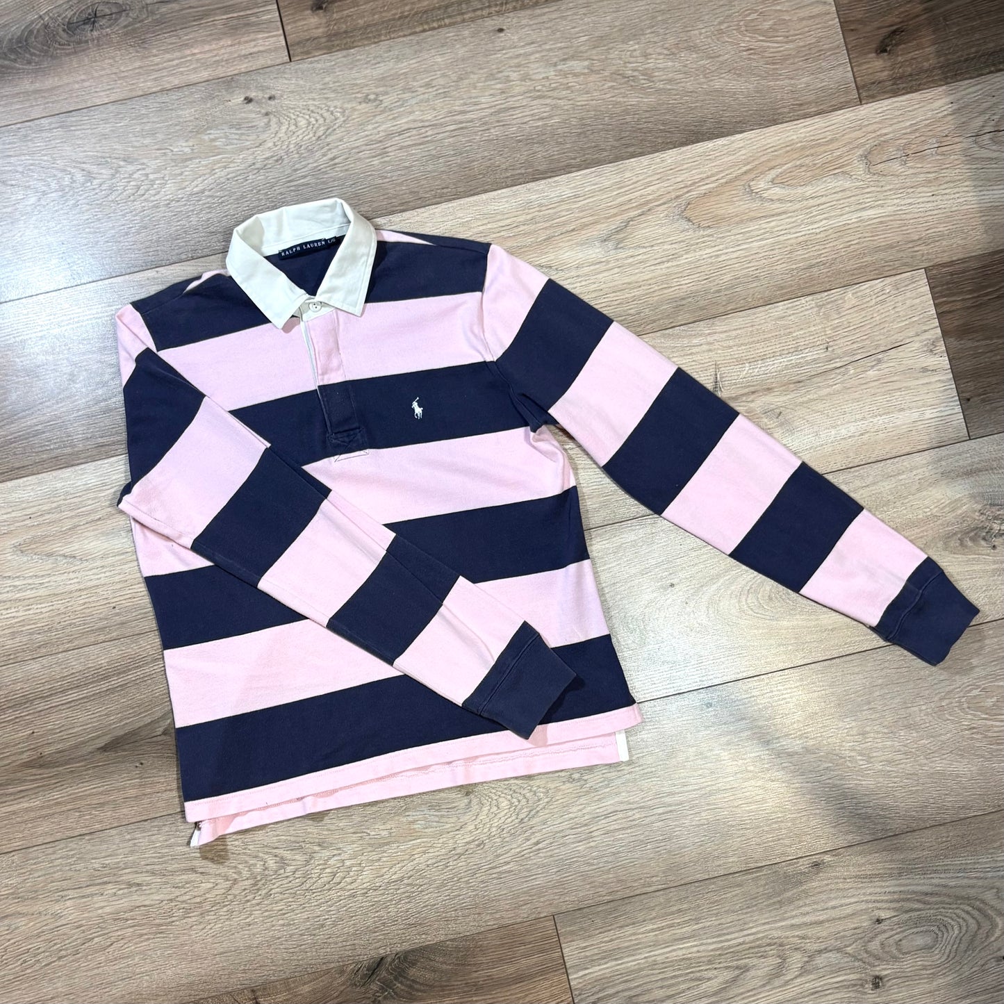 Polo Ralph Lauren maglia a maniche lunghe rosa e blu L