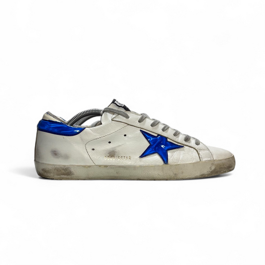 Golden goose Superstar bianco stella e tallone blu 43