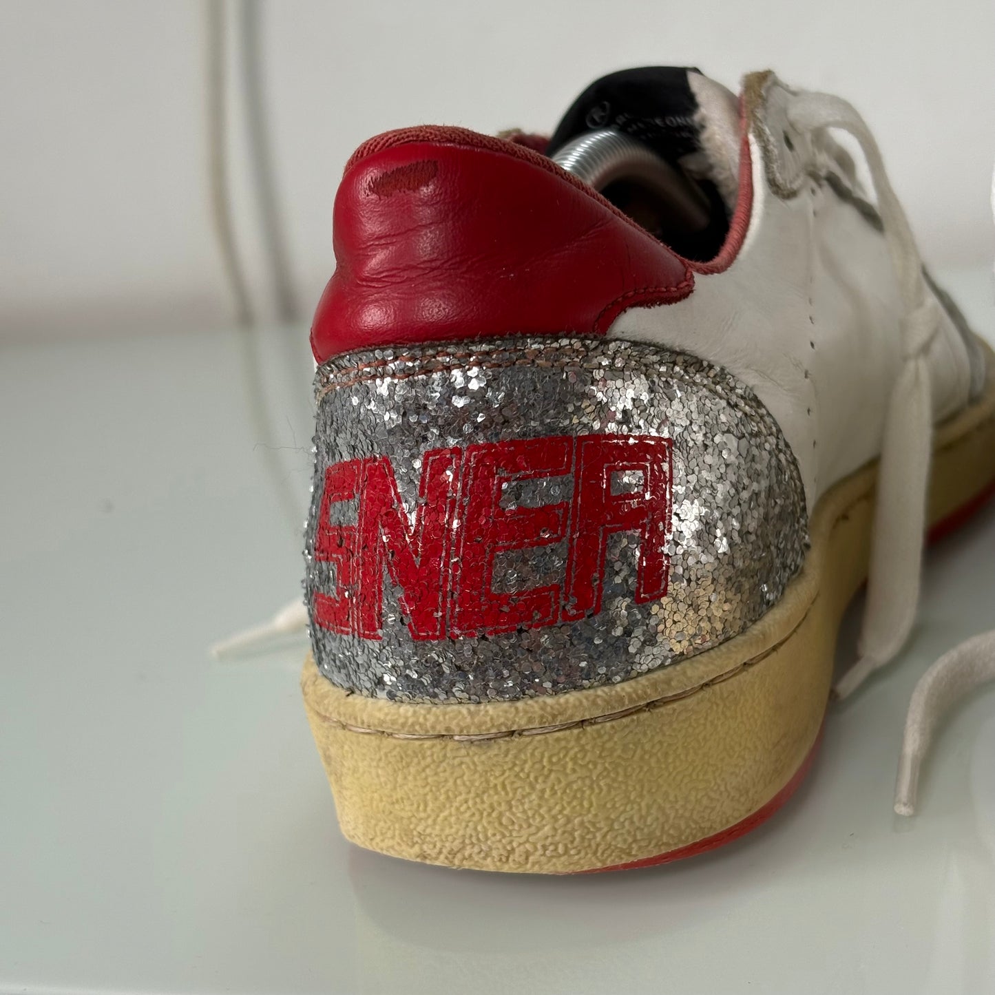 Golden goose ballstar bianche e tallone rosso 37