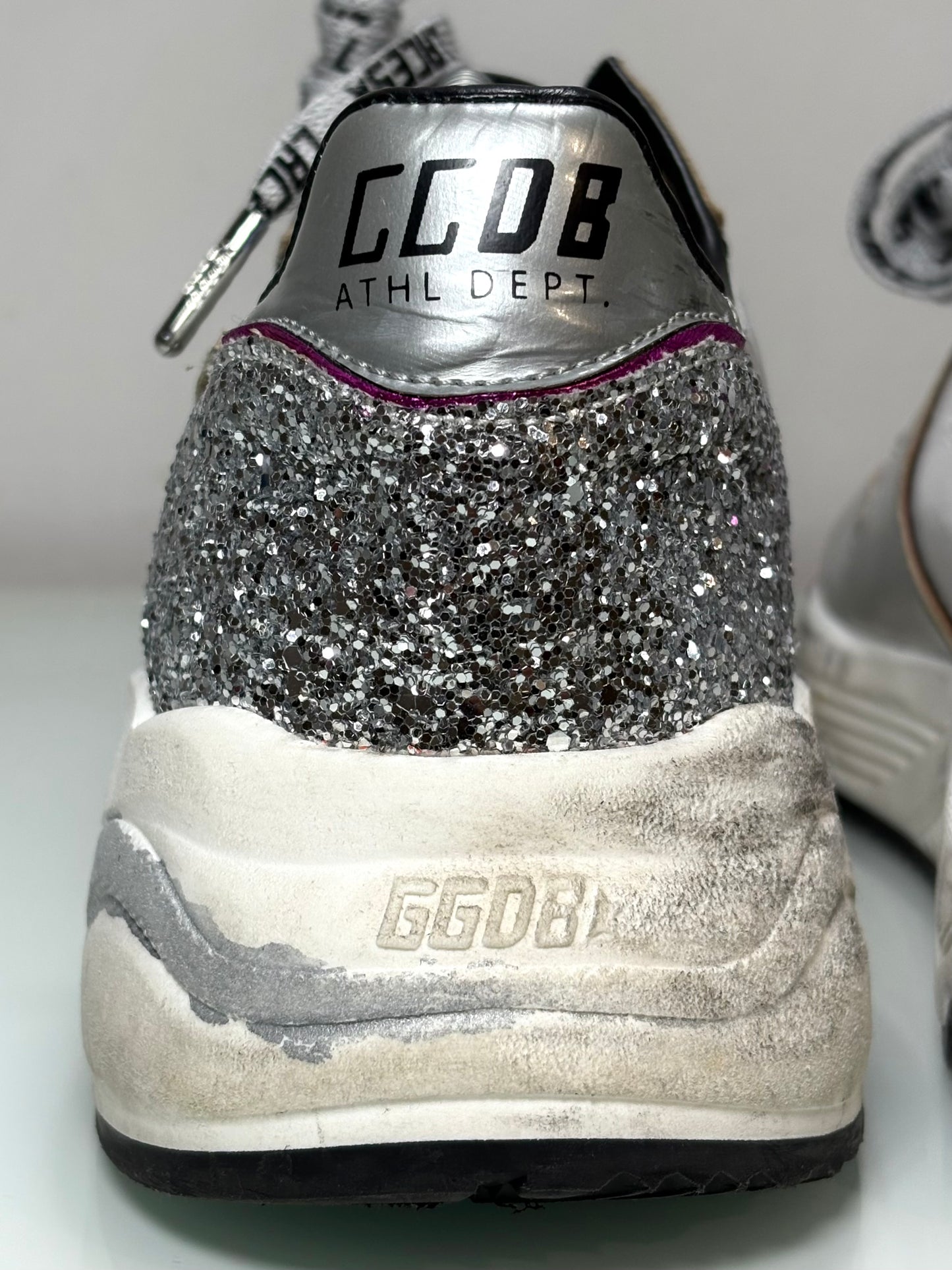 Golden goose Running Sole argento con brillantini 42