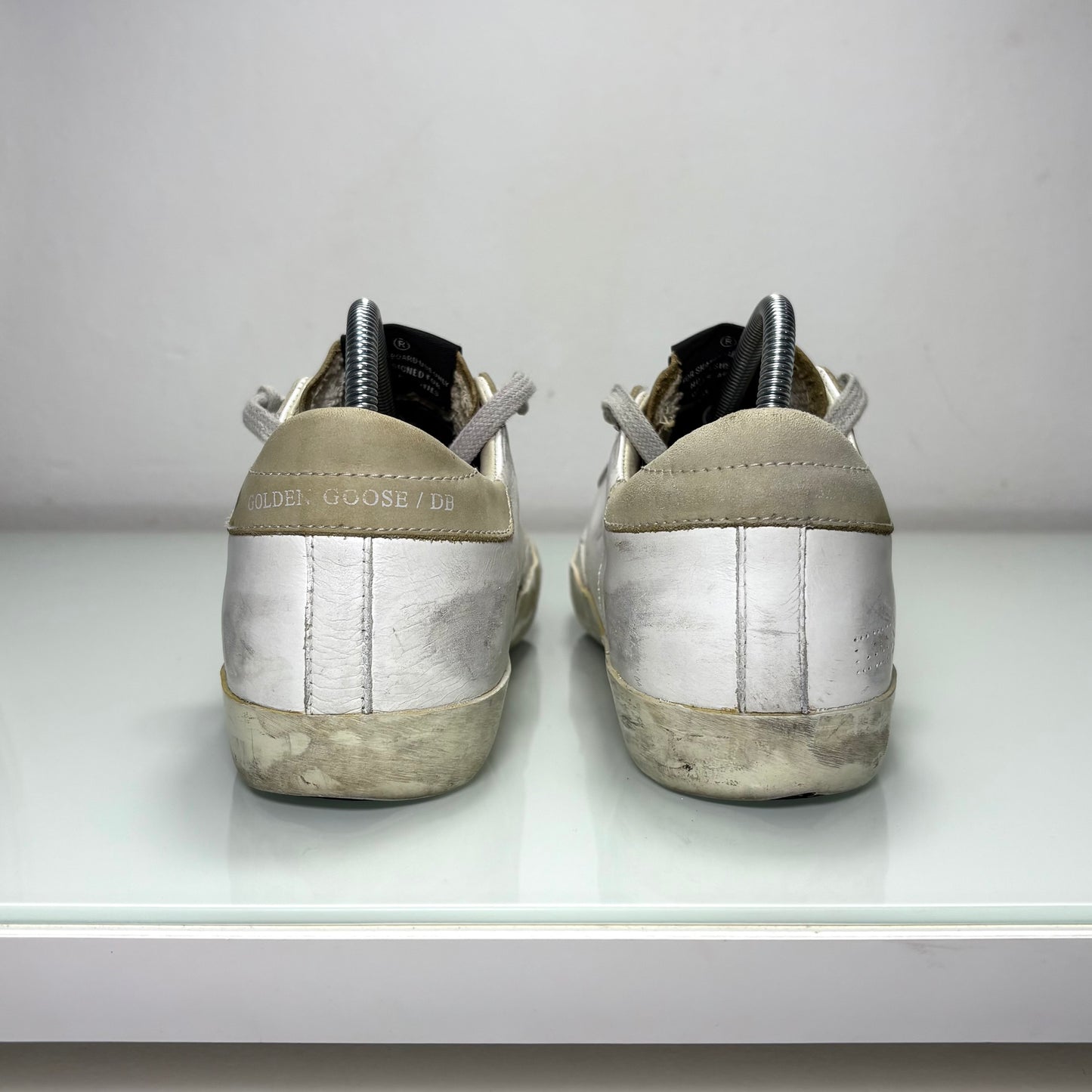 Golden goose superstar bianche stella bordeaux e tallone beige 38