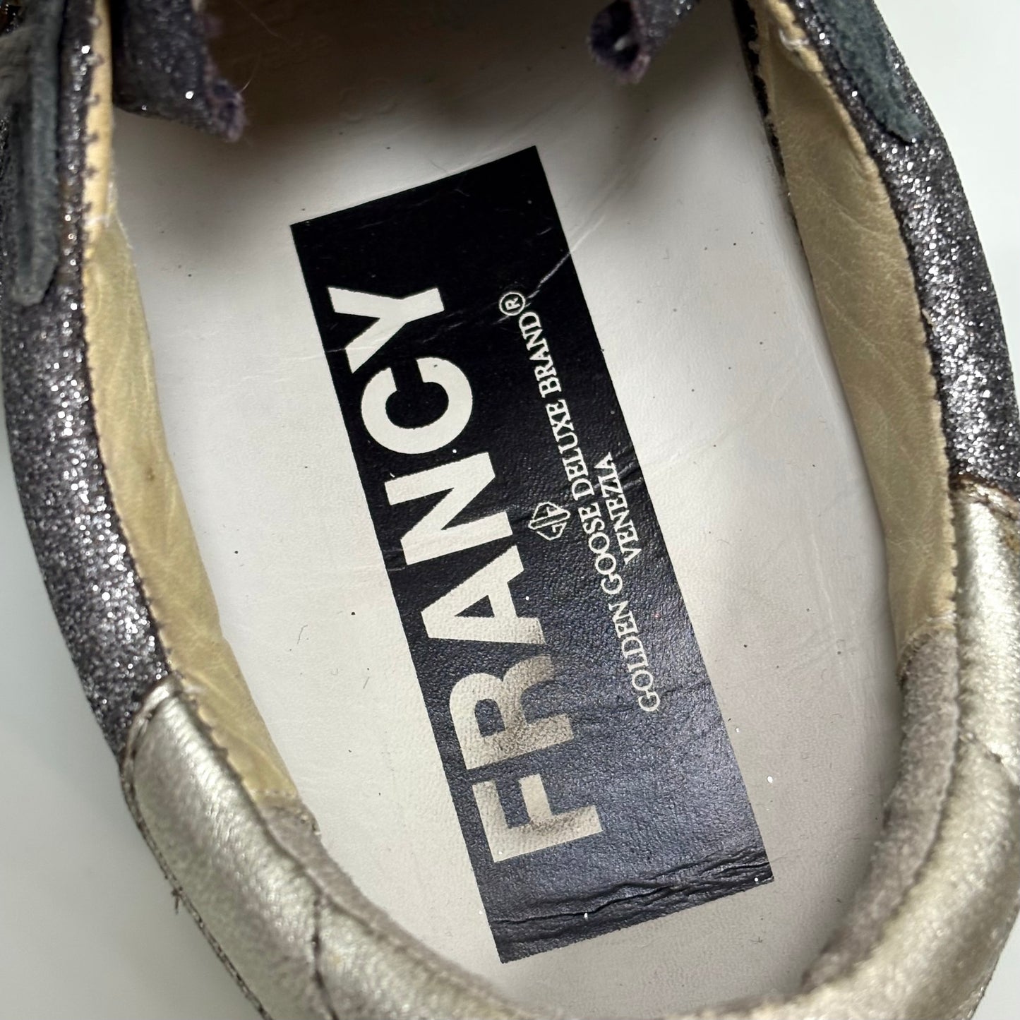 Golden goose Superstar glitter grigio stella blu e tallone argento 38