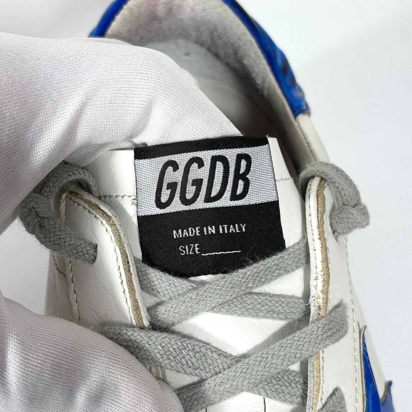 Golden goose Superstar bianche stella e tallone blu 40