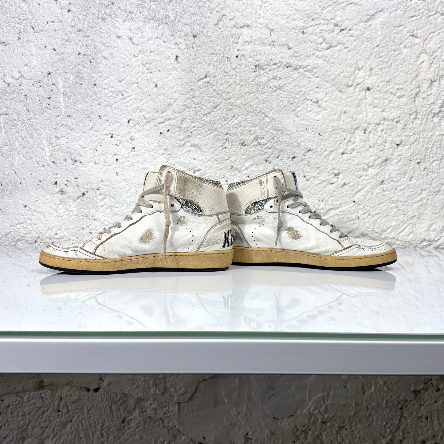 Golden goose Sky-star bianche con stella argento brillantinata 39