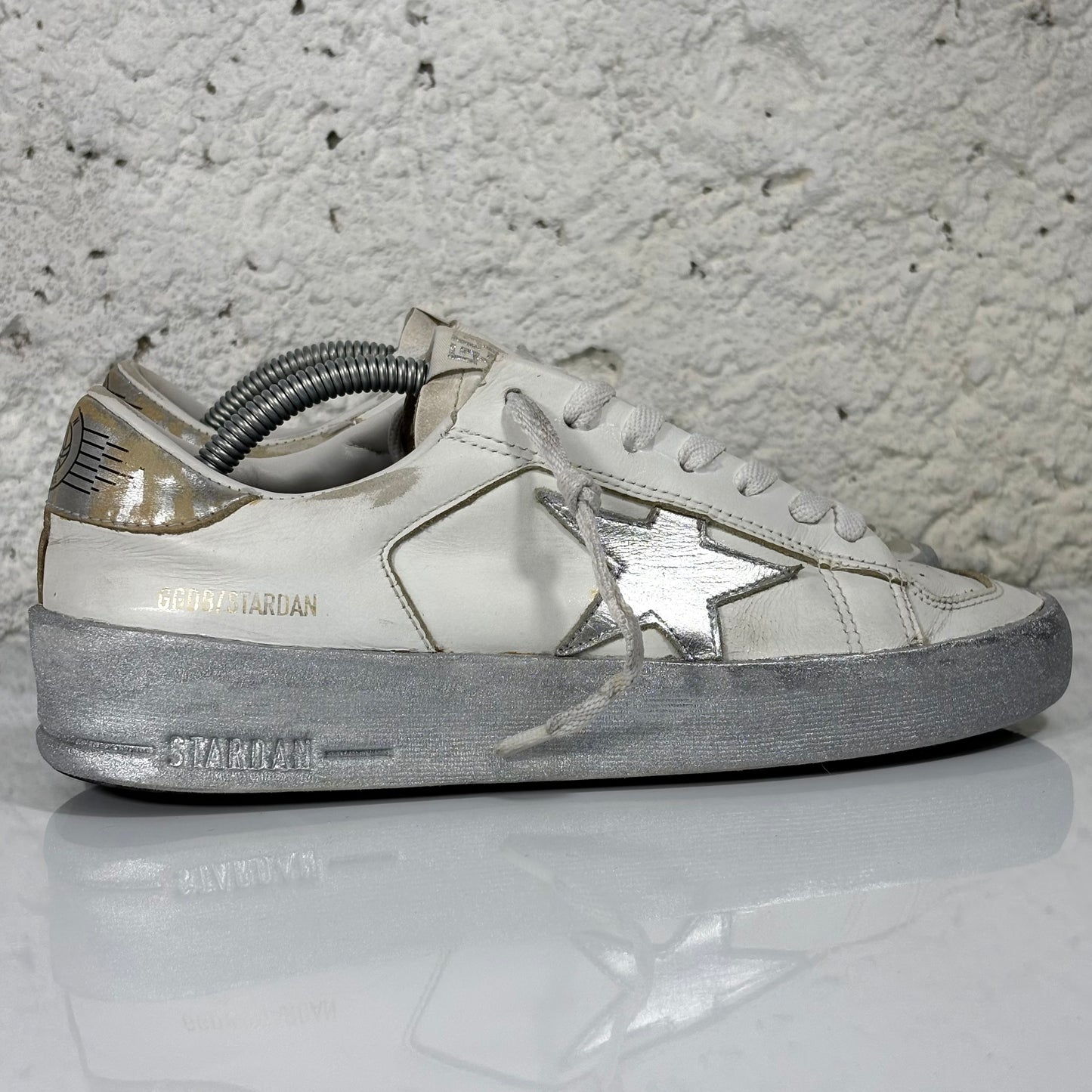 Golden goose Stardan bianco e argento 36