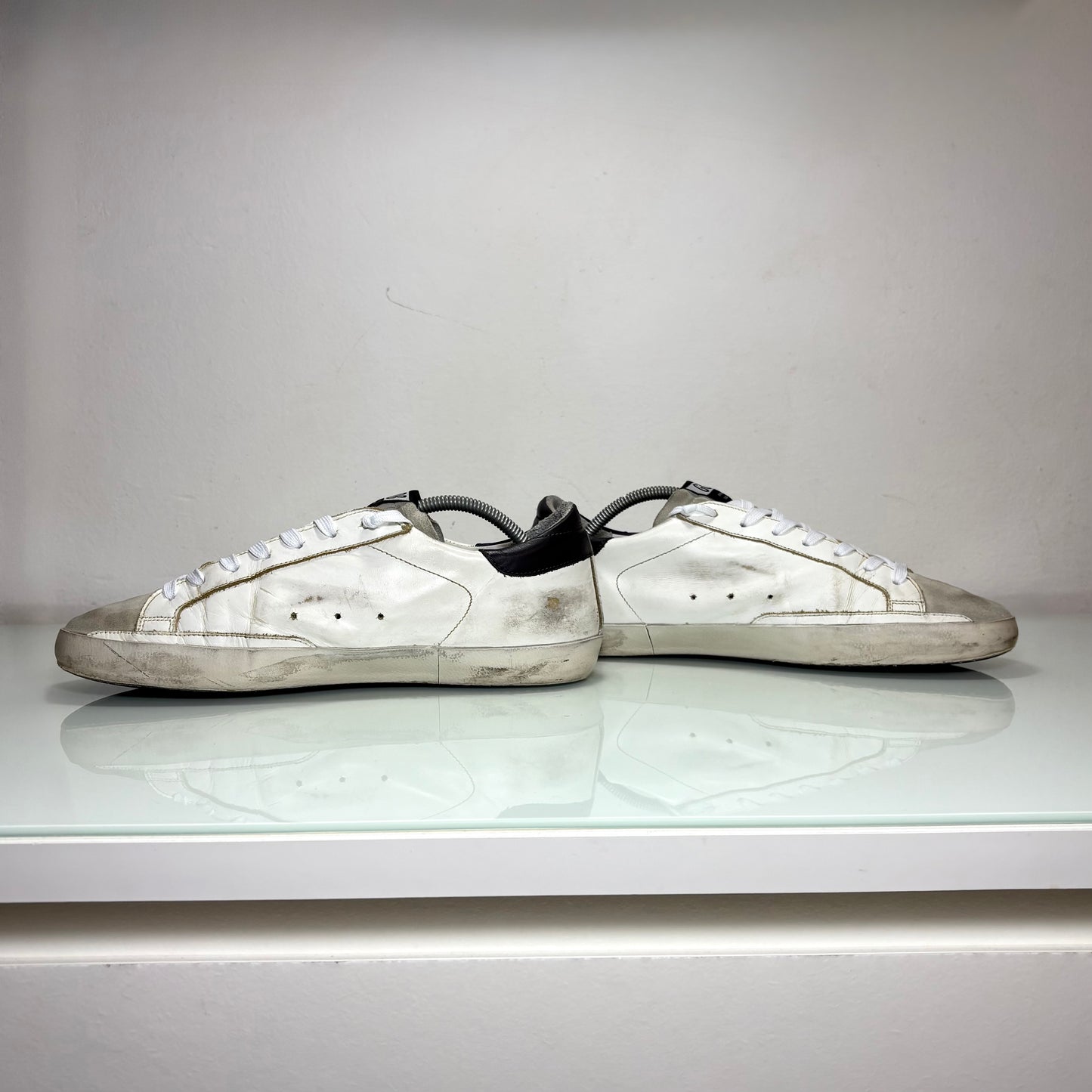 Golden goose Superstar bianche tallone nero e stella verde 43