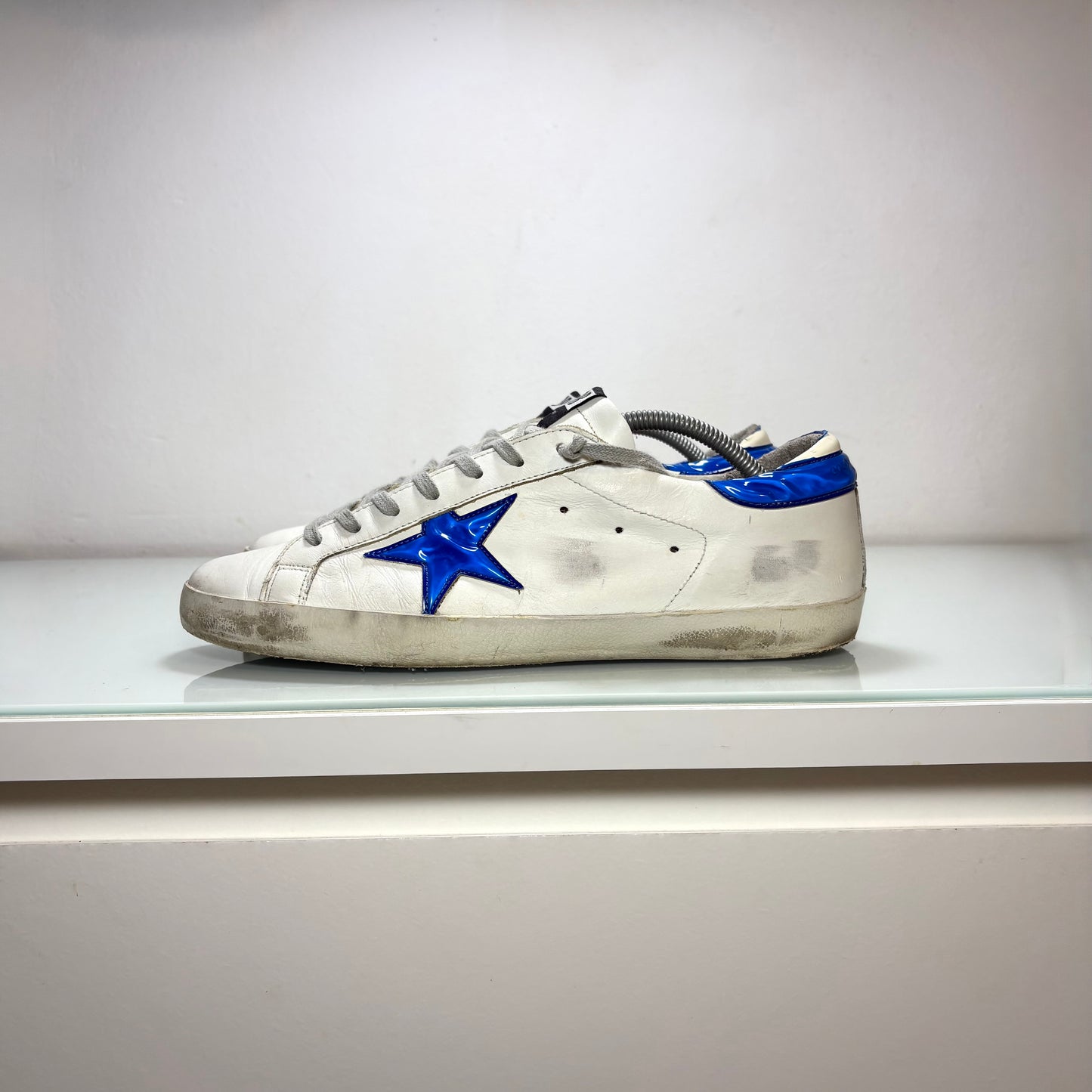 Golden goose Superstar bianco stella e tallone blu 43