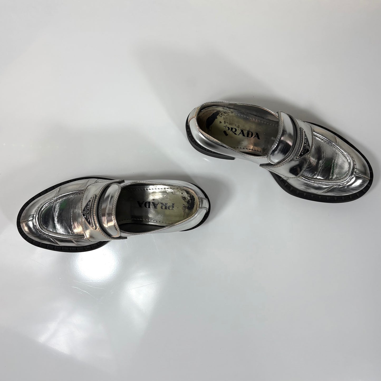 Mocassini Prada chocolate Argento 37