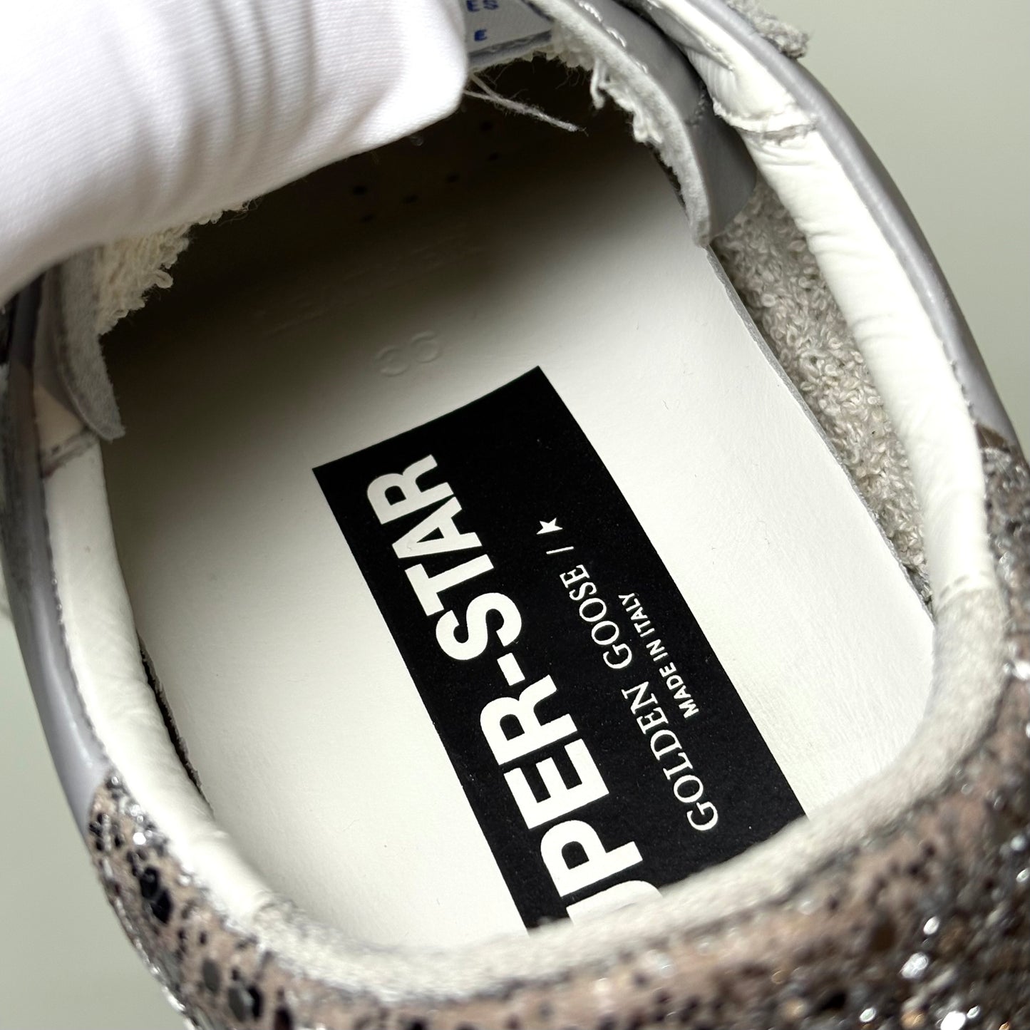 Golden goose Superstar grigie con Stella e tallone brillantinato 36