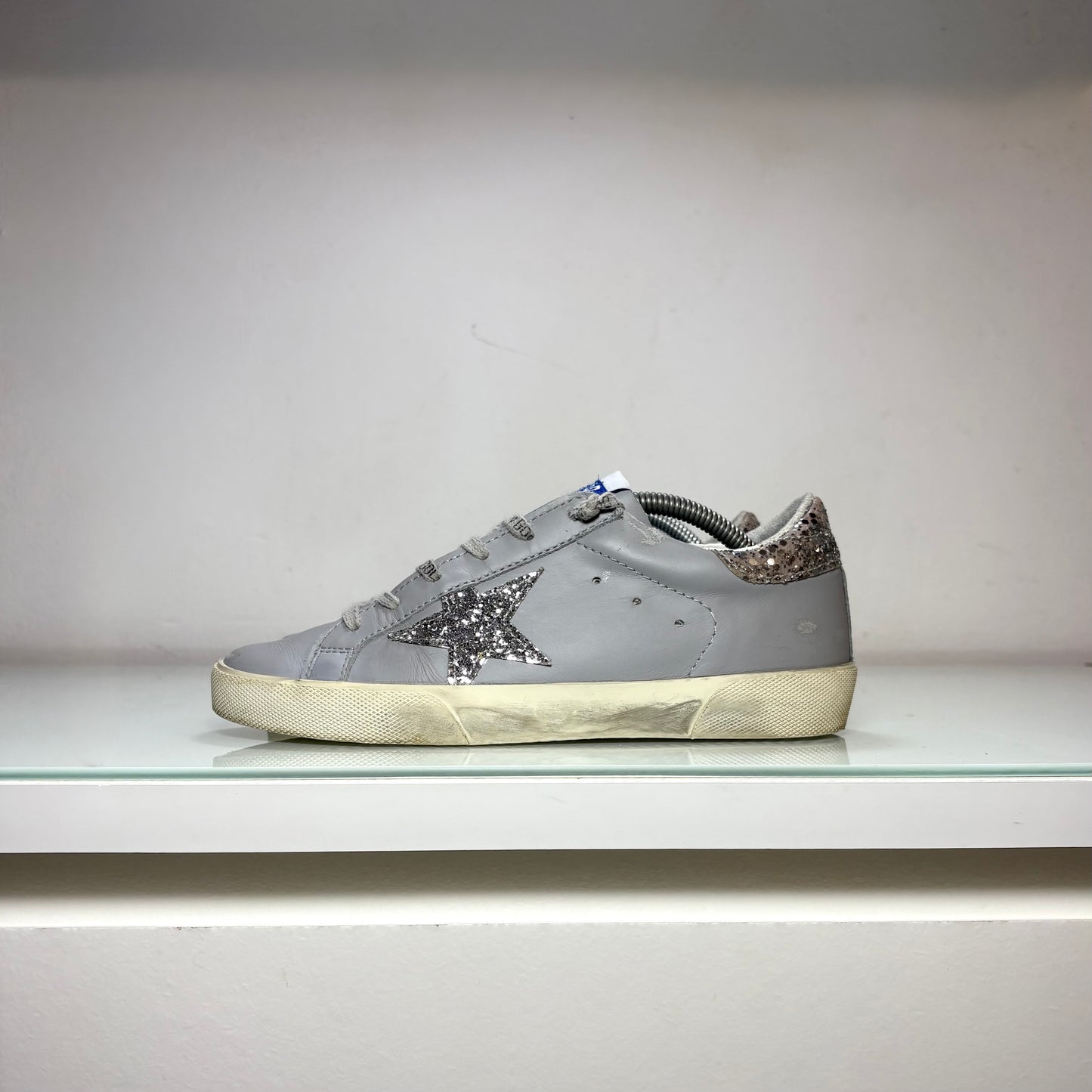 Golden goose Superstar grigie con Stella e tallone brillantinato 36