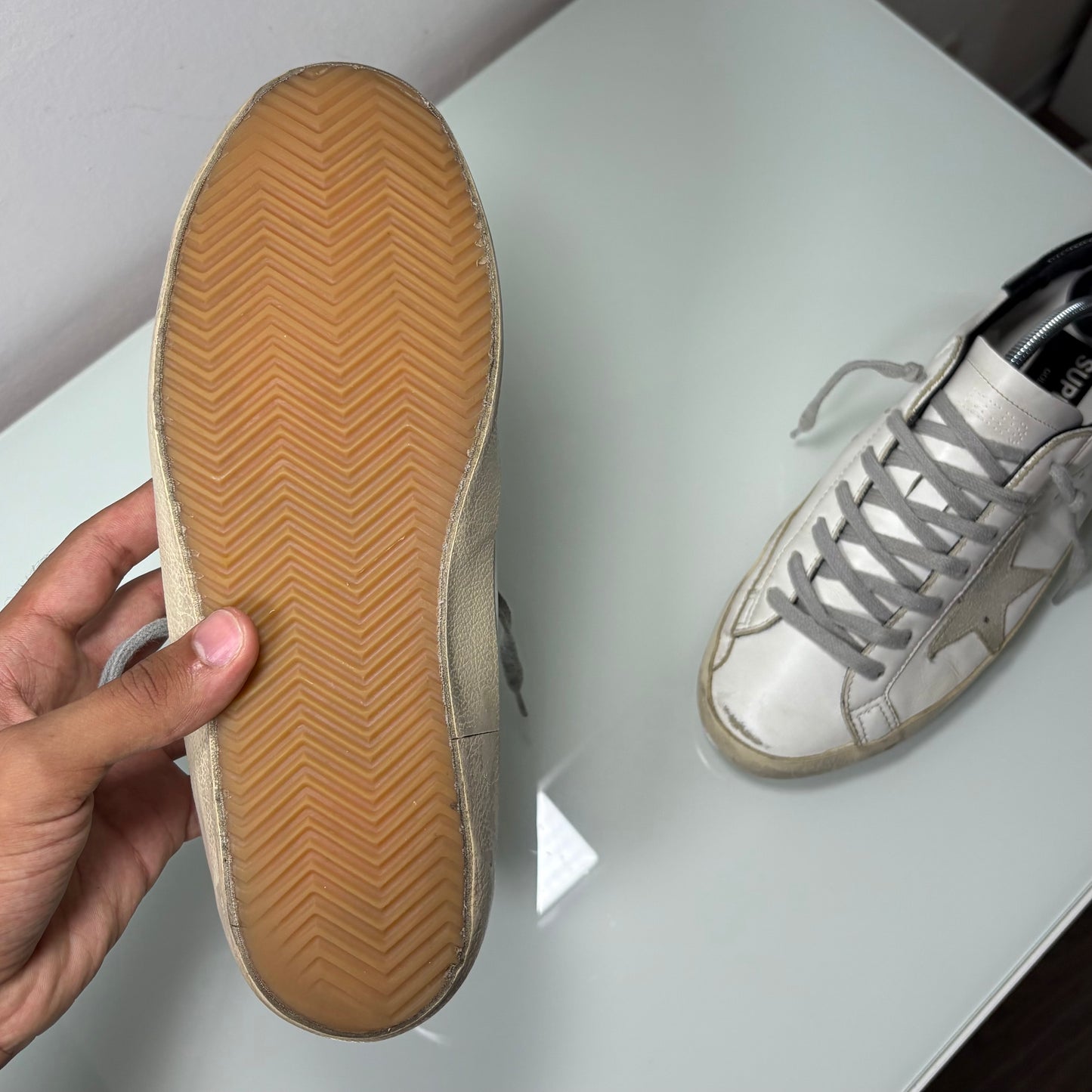 Golden goose Superstar classic bianche con tallone esterno nero 41