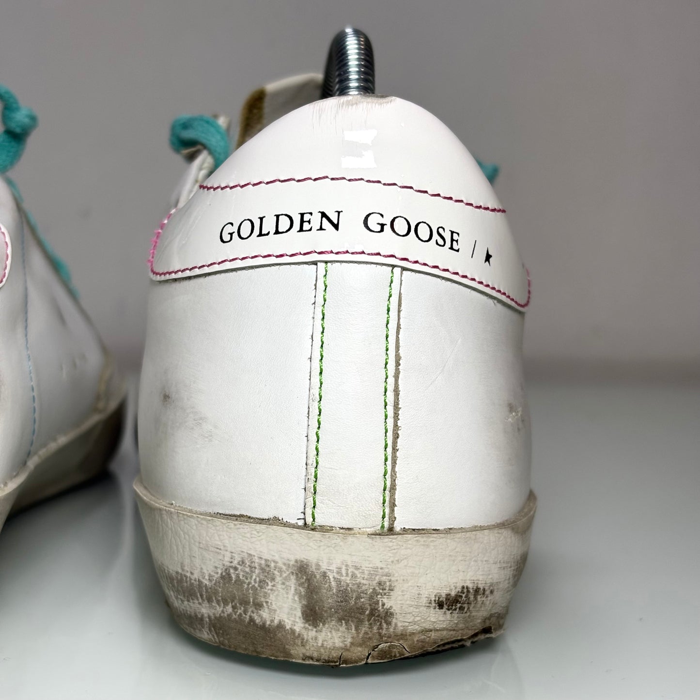 Golden goose Superstar bianche e lacci azzurri 38