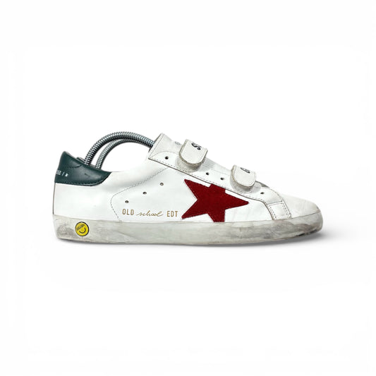 Golden goose Old school bianche, stella rossa e tallone verde 37