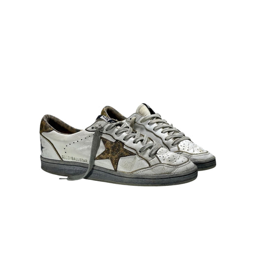 GOLDEN GOOSE BALLSTAR MACULATO GLITTERATO D’ORO E SUOLA GRIGIA 36