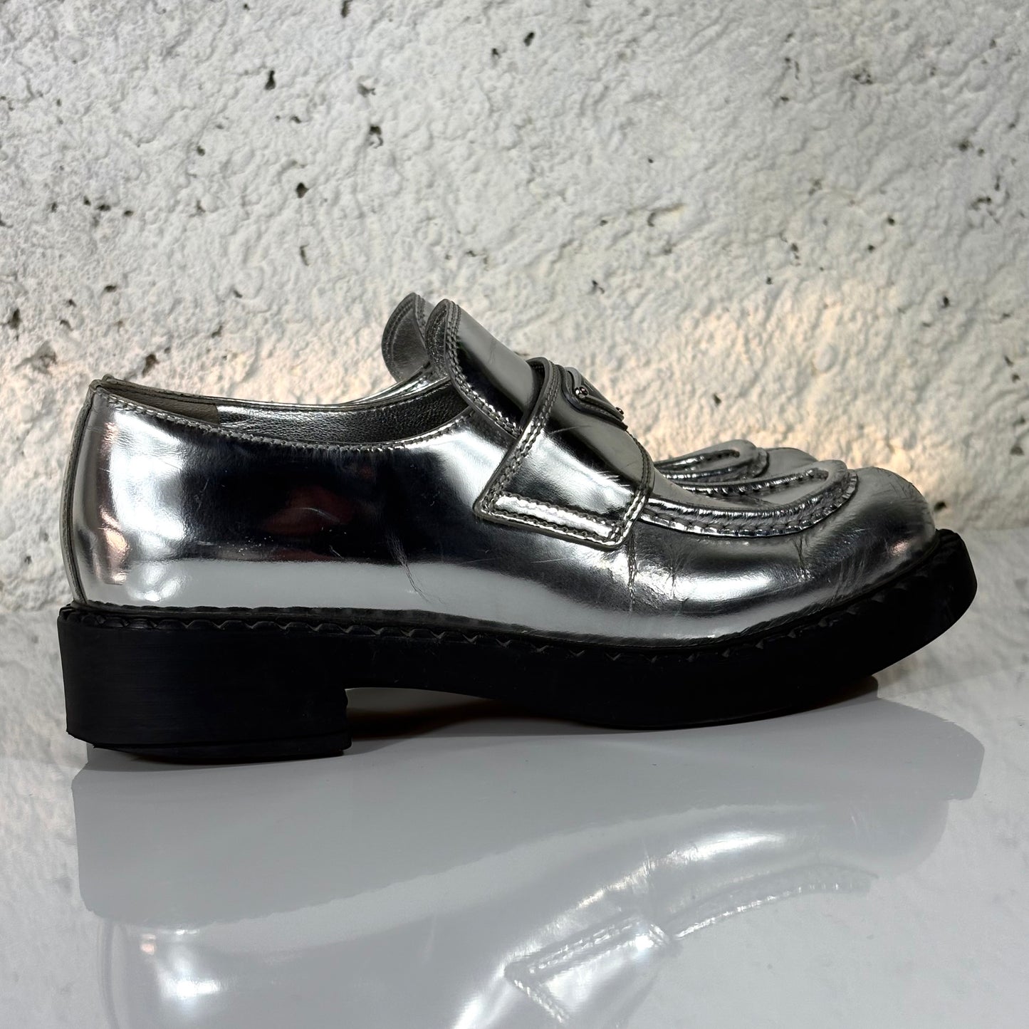 Mocassini Prada chocolate Argento 37