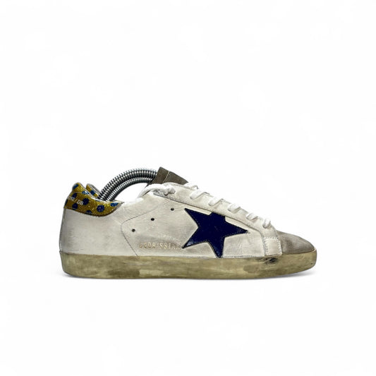 Golden goose Superstar bianco, stella blu e tallone a pois 35