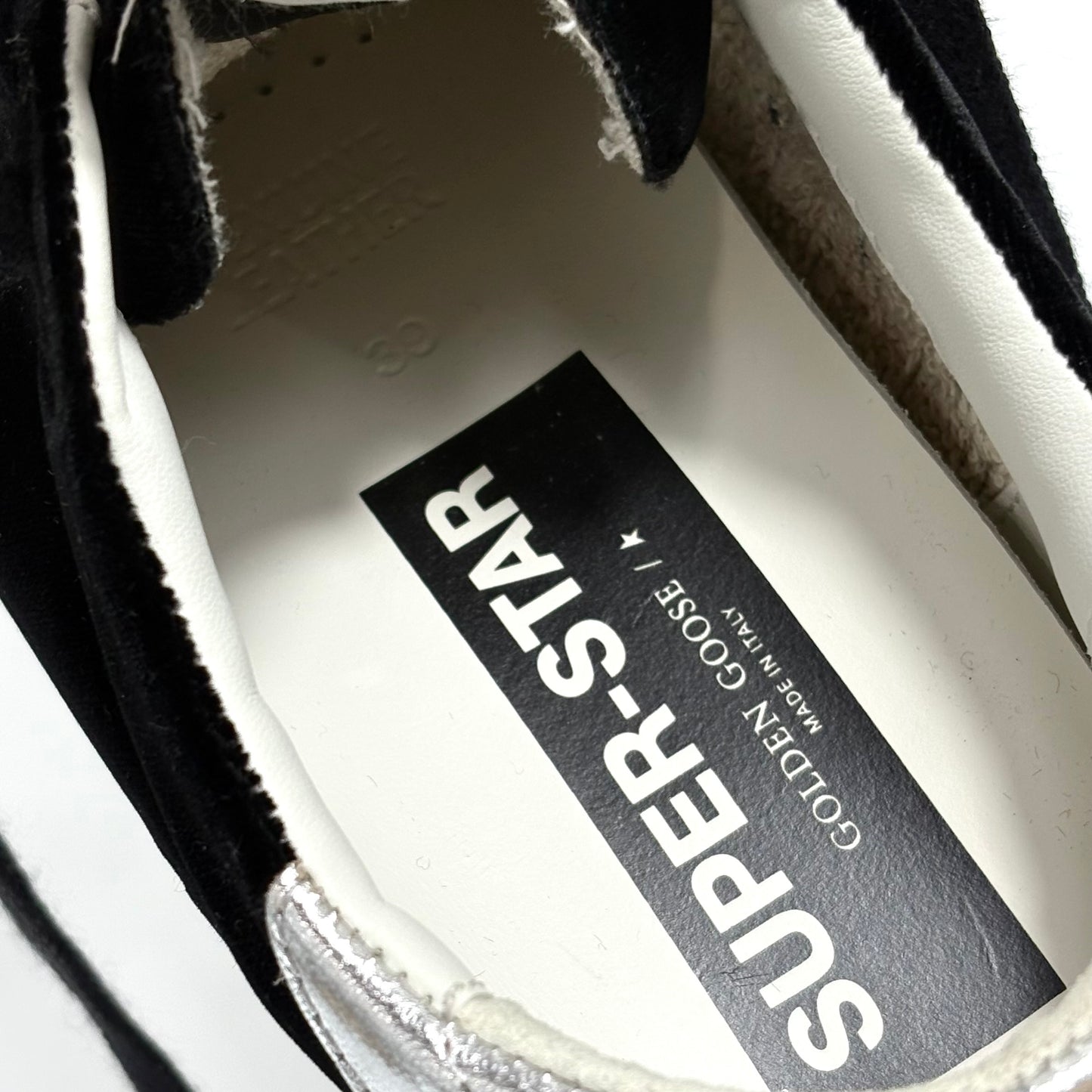 Golden goose Superstar in velluto nero con tallone argento 39