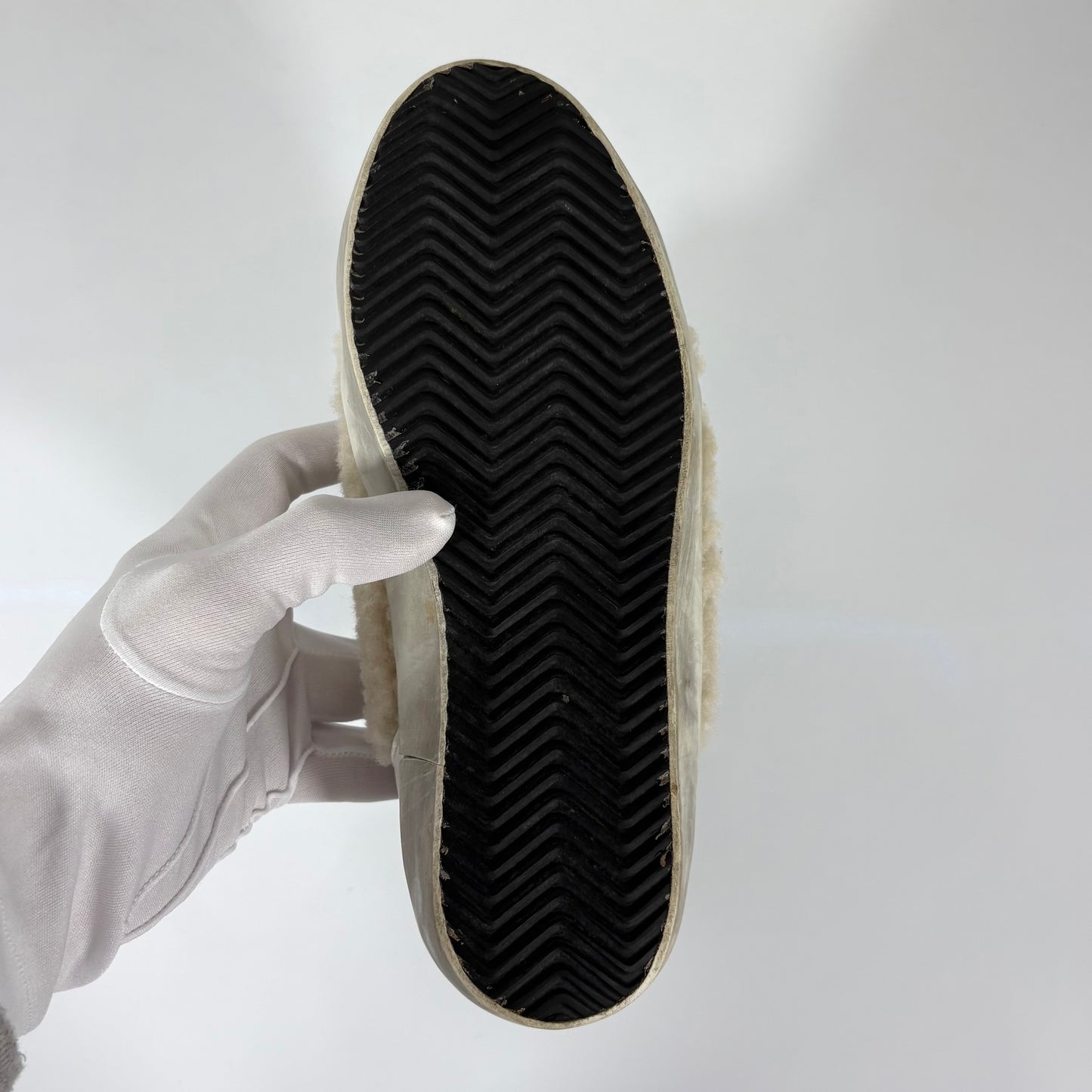 Golden goose Superstar bianche in shearling con lacci blu e stella argento  38