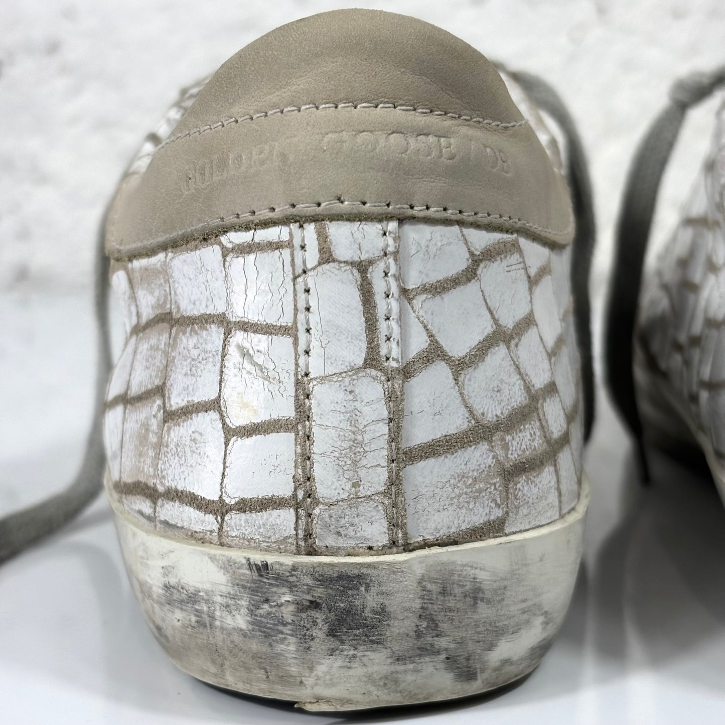 Golden goose Superstar bianche fantasia simil “squame” bianco e tallone beige 41