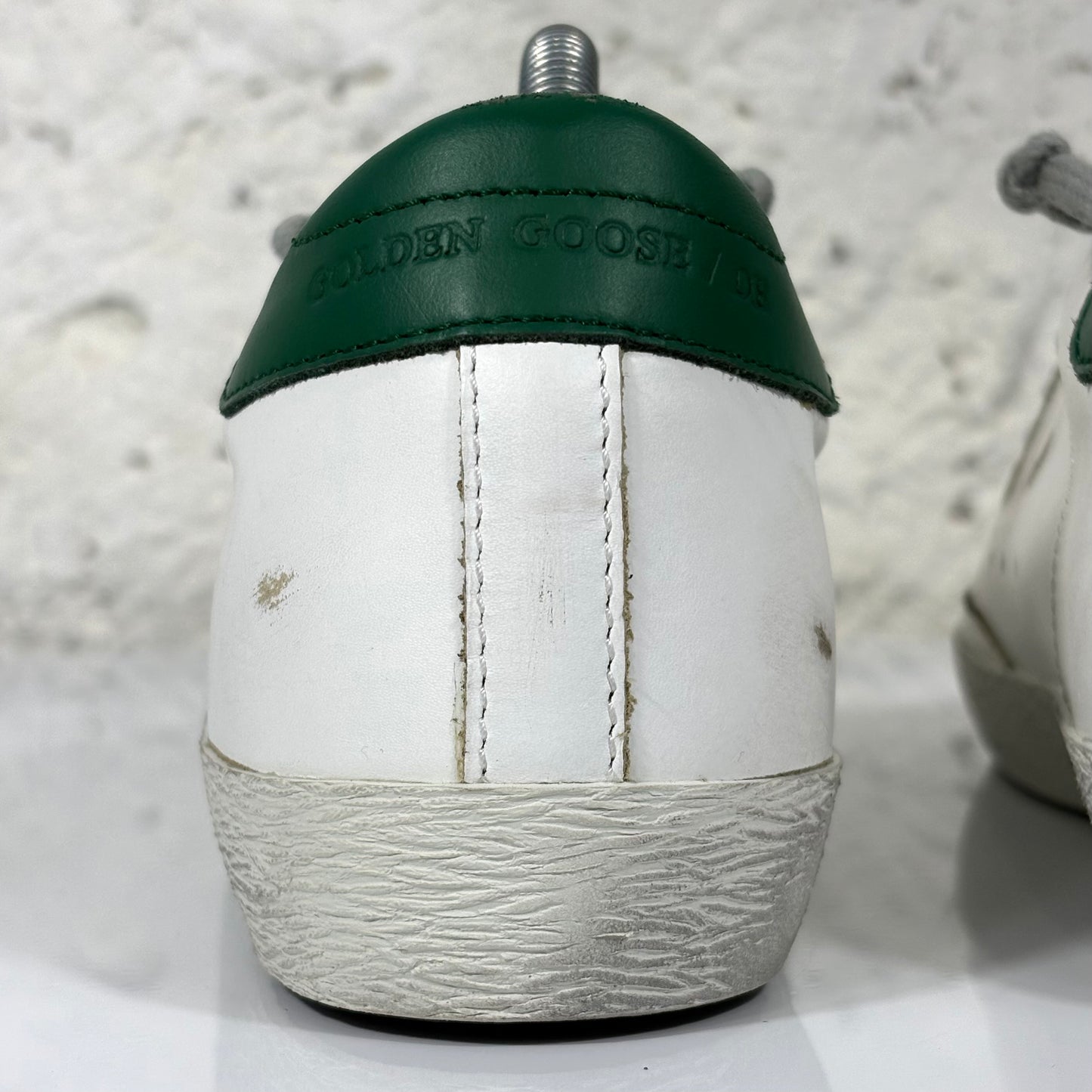 Golden goose Superstar bianche e talloncino verde scuro 36