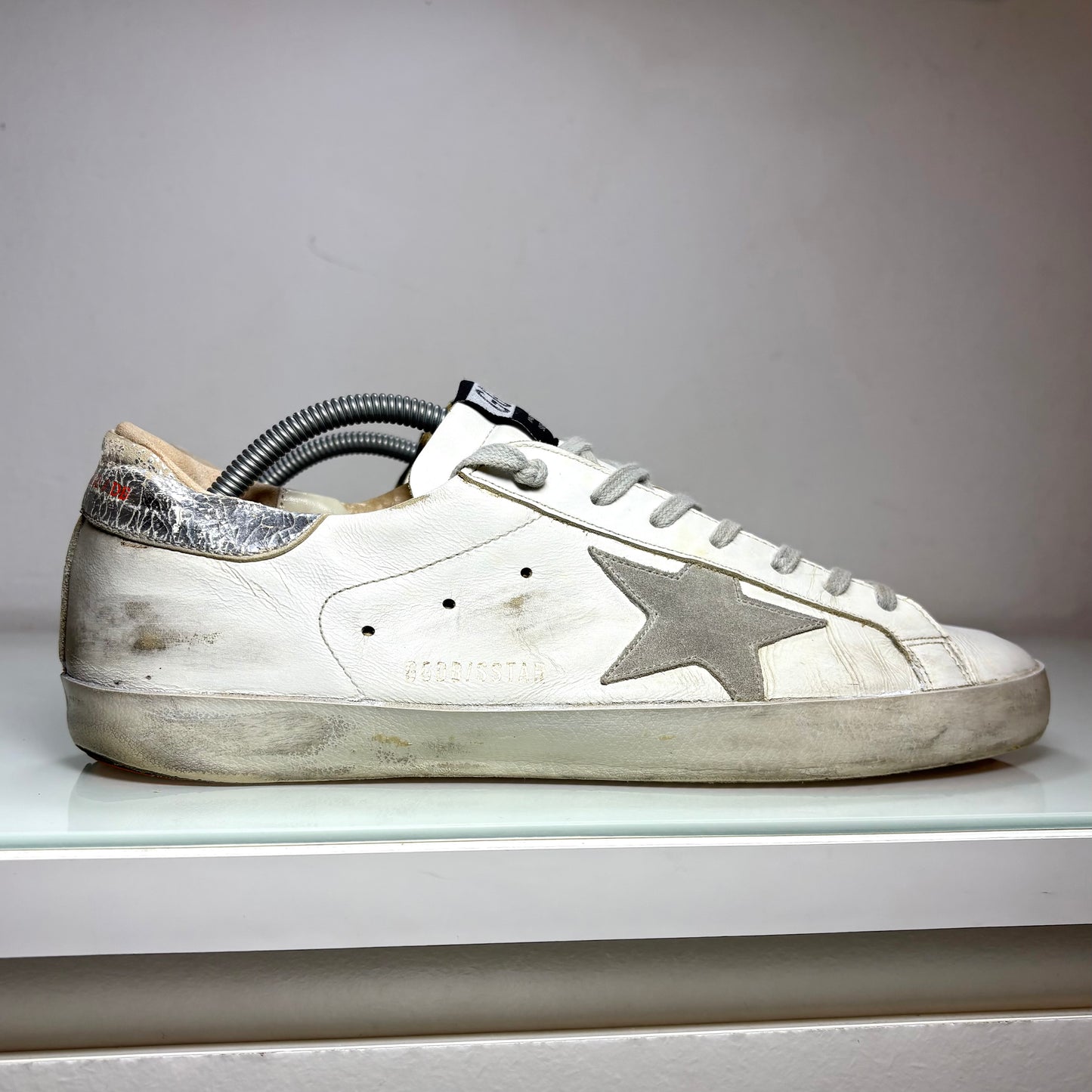 Golden goose Superstar bianco, arancione e tallone argento 43